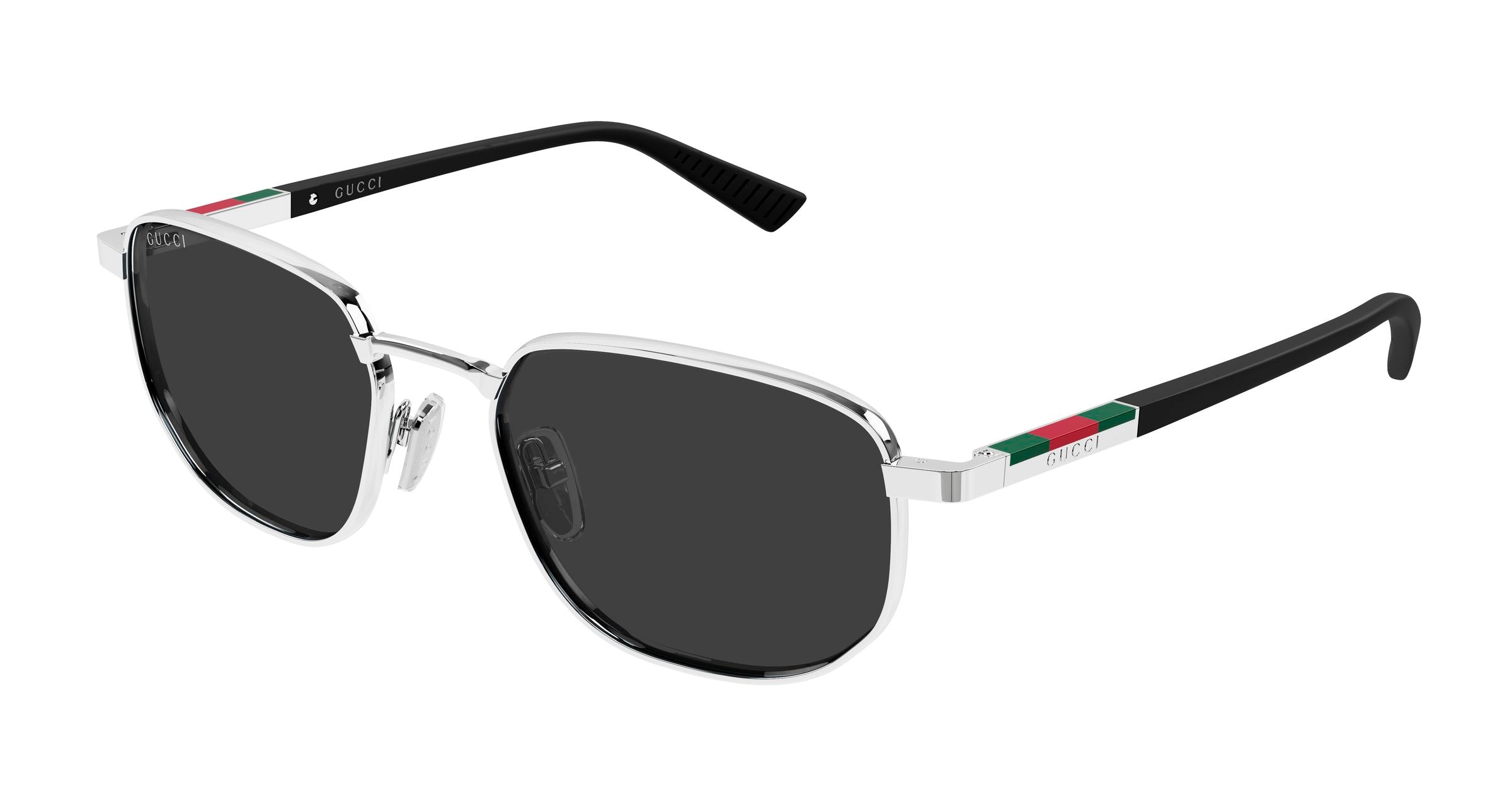 Gucci Uomo Gucci GG2093S 001 Occhiali da sole Metallo Argento Grigio Squadrata
