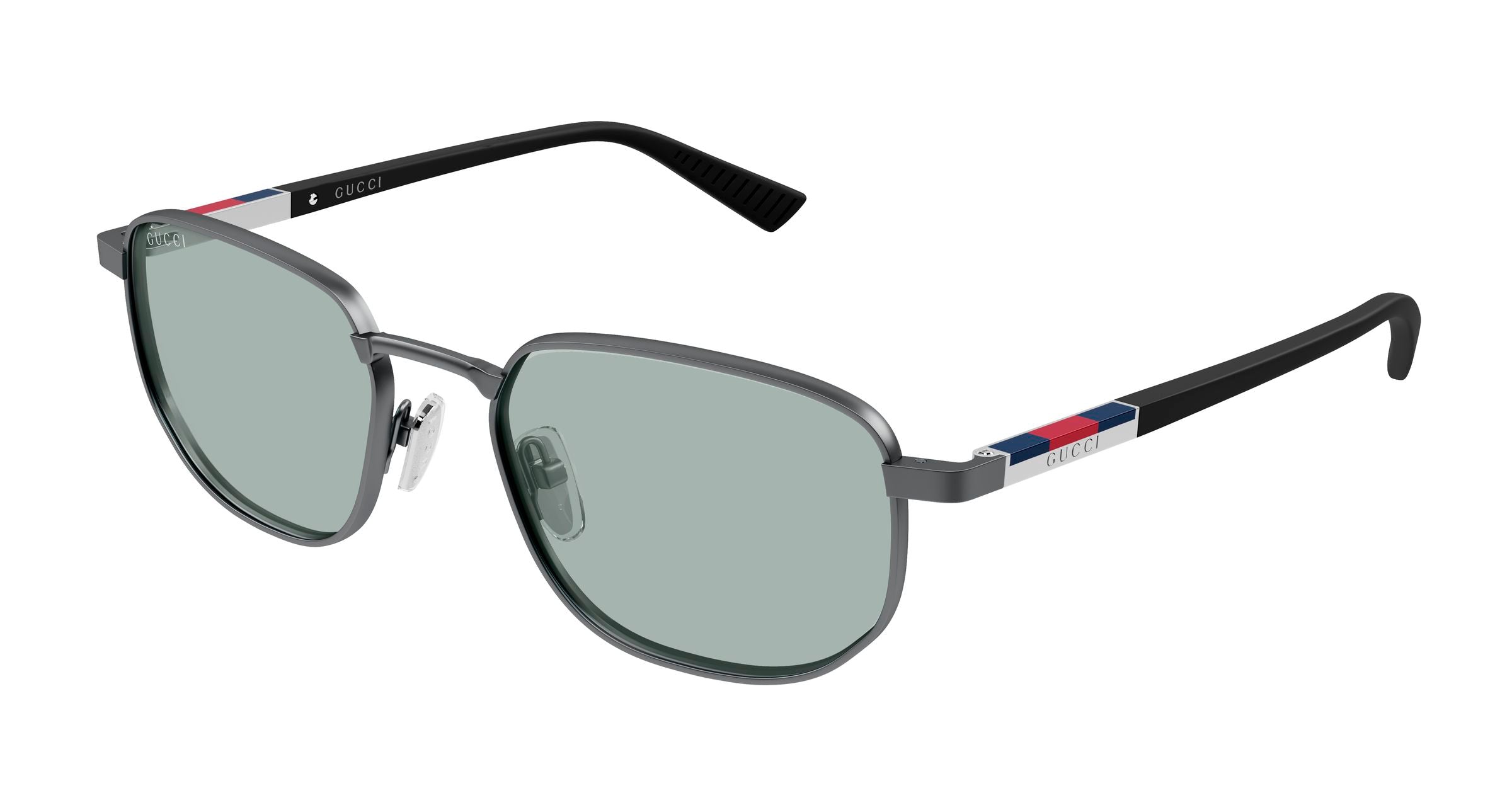Gucci Uomo Gucci GG2093S 002 Occhiali da sole Metallo Rutenio Blu Squadrata