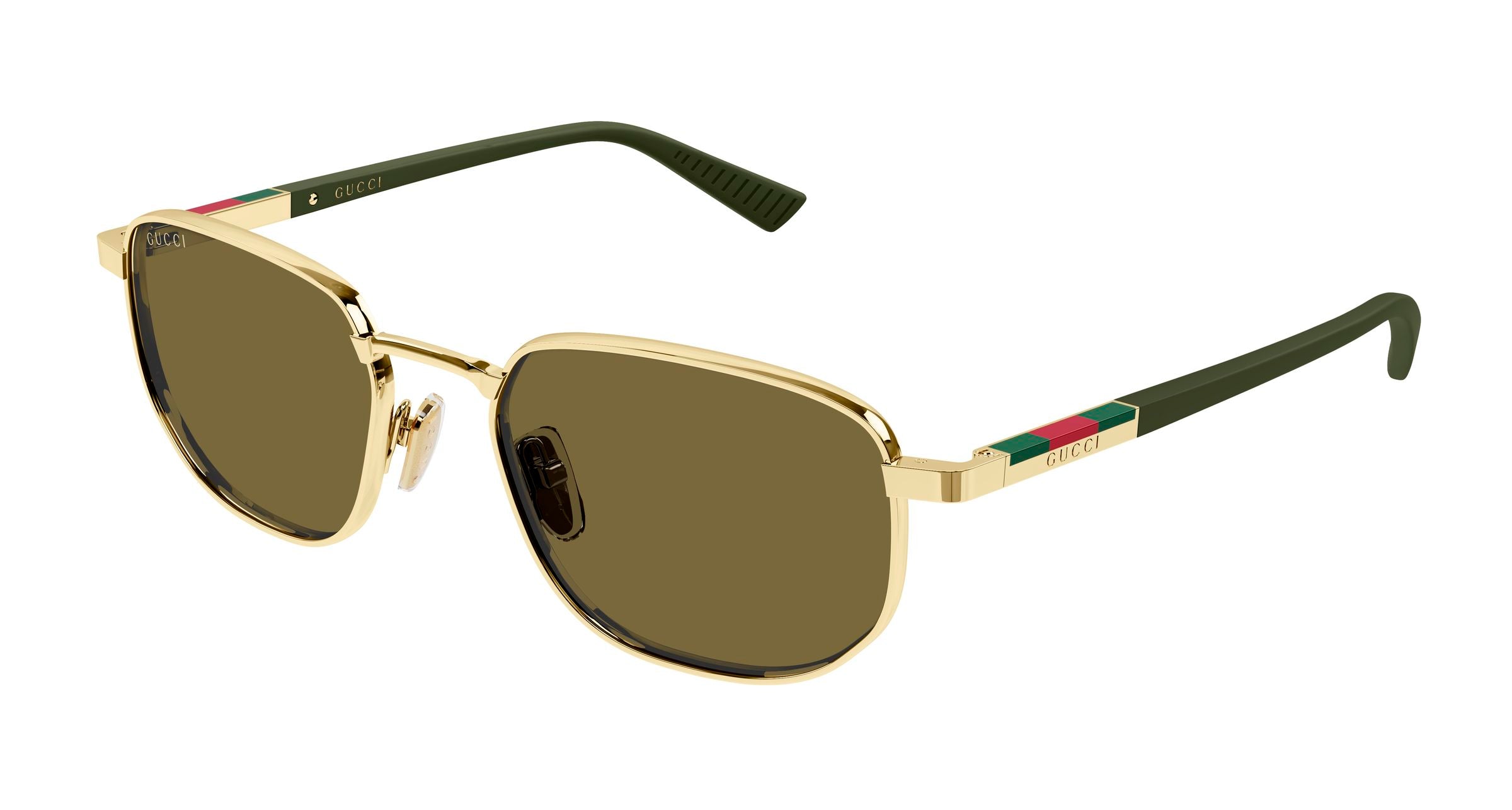 Gucci Uomo Gucci GG2093S 003 Occhiali da sole Metallo Oro Marrone Squadrata