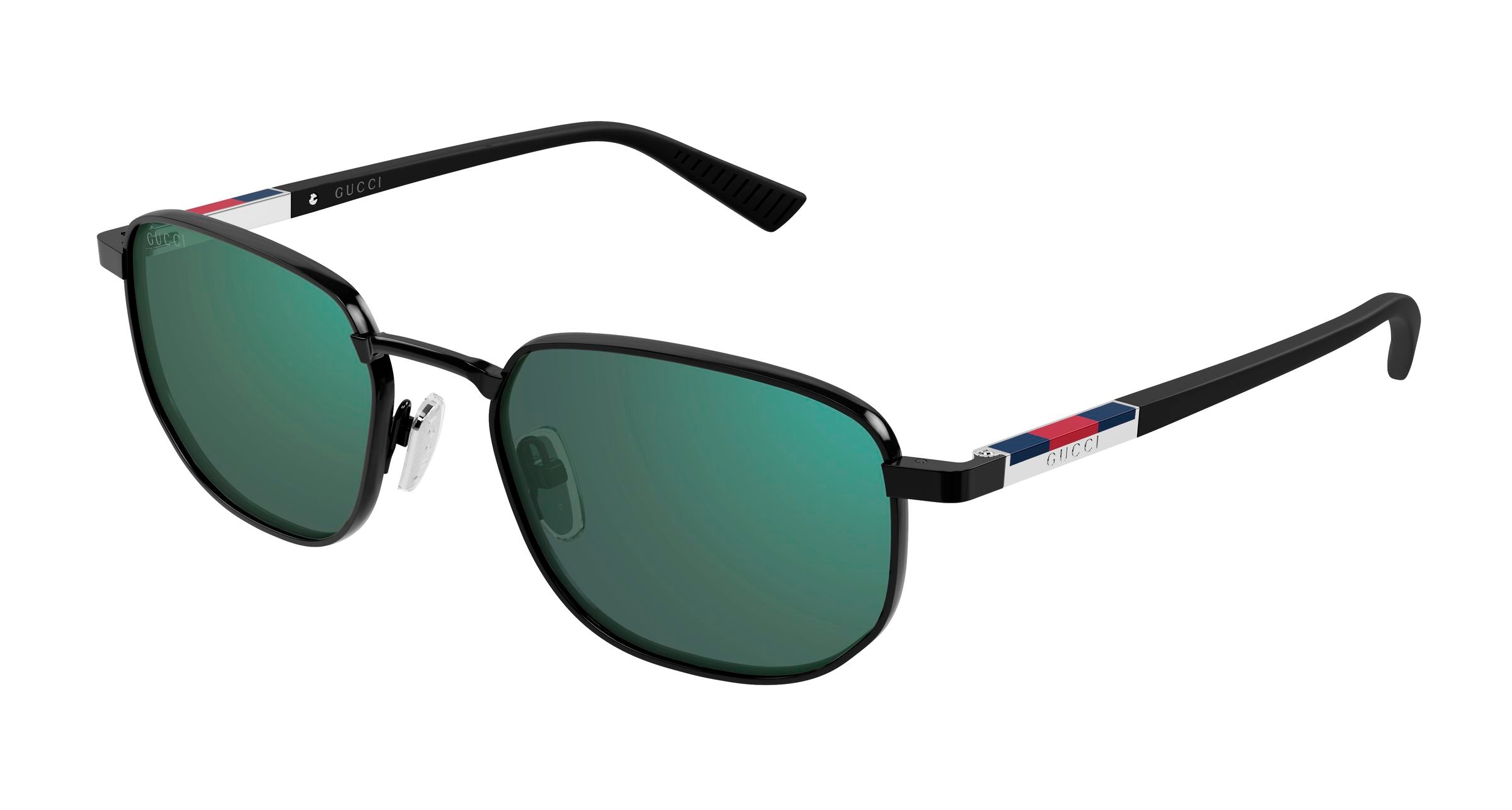 Gucci Uomo Gucci GG2093S 004 Occhiali da sole Metallo Nero Blu Squadrata