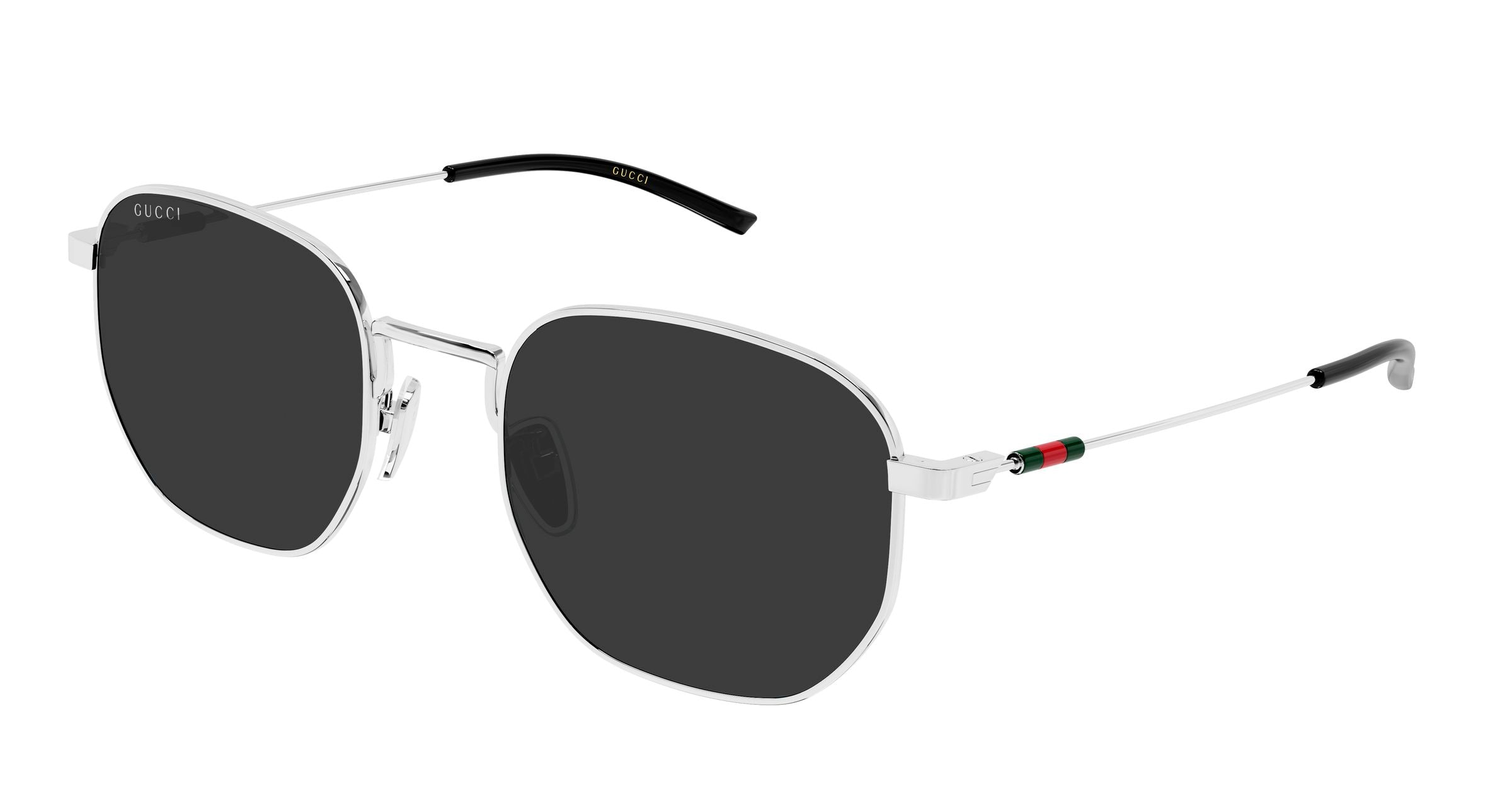 Gucci Uomo Gucci GG2095S 001 Occhiali da sole Metallo Argento Grigio Rotonda