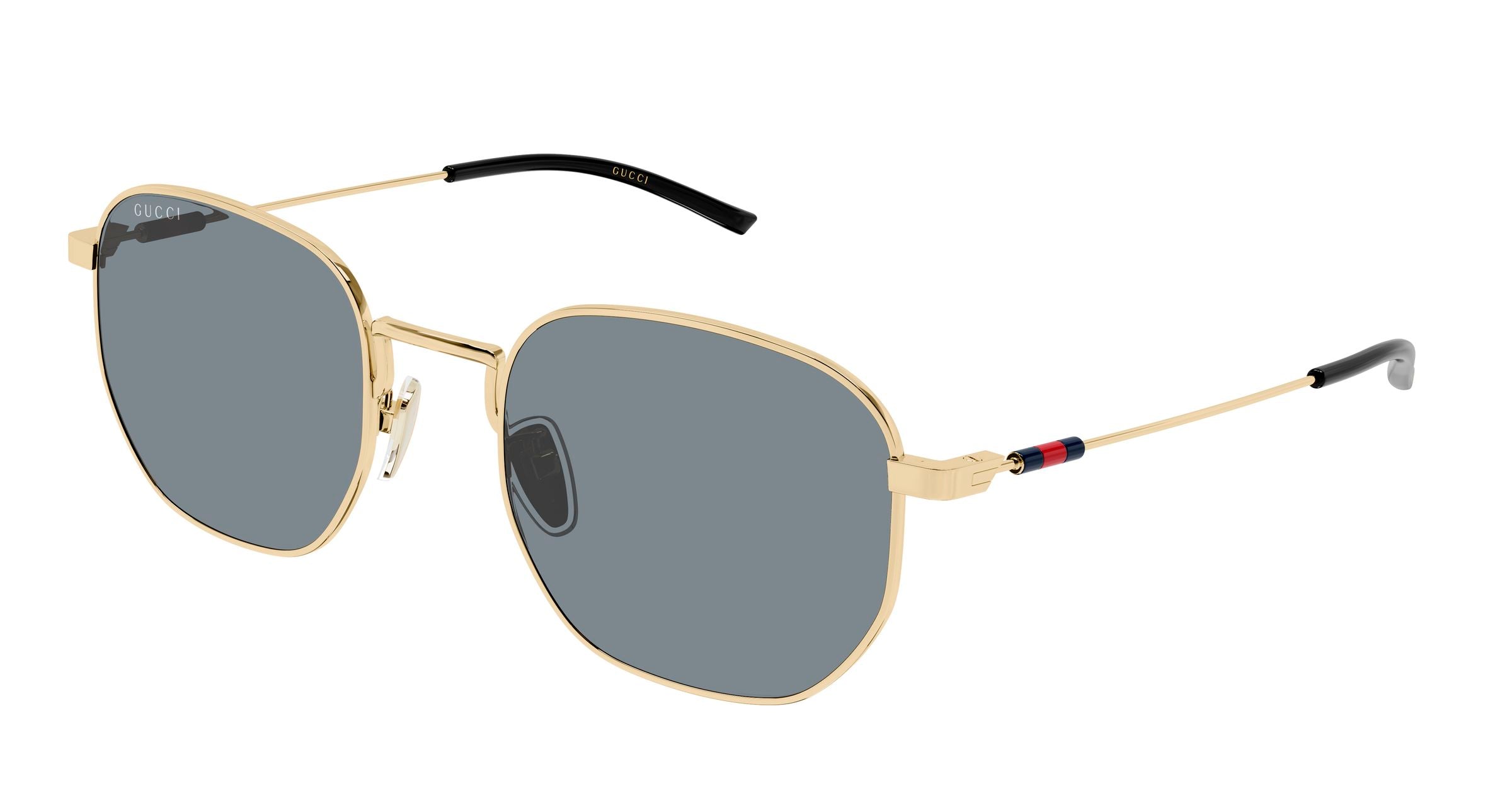 Gucci Uomo Gucci GG2095S 003 Occhiali da sole Metallo Oro Grigio Rotonda