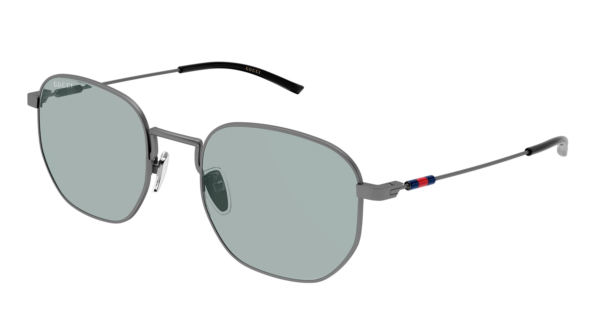 Gucci Uomo Gucci GG2095S 005 Occhiali da sole Metallo Rutenio Blu Rotonda