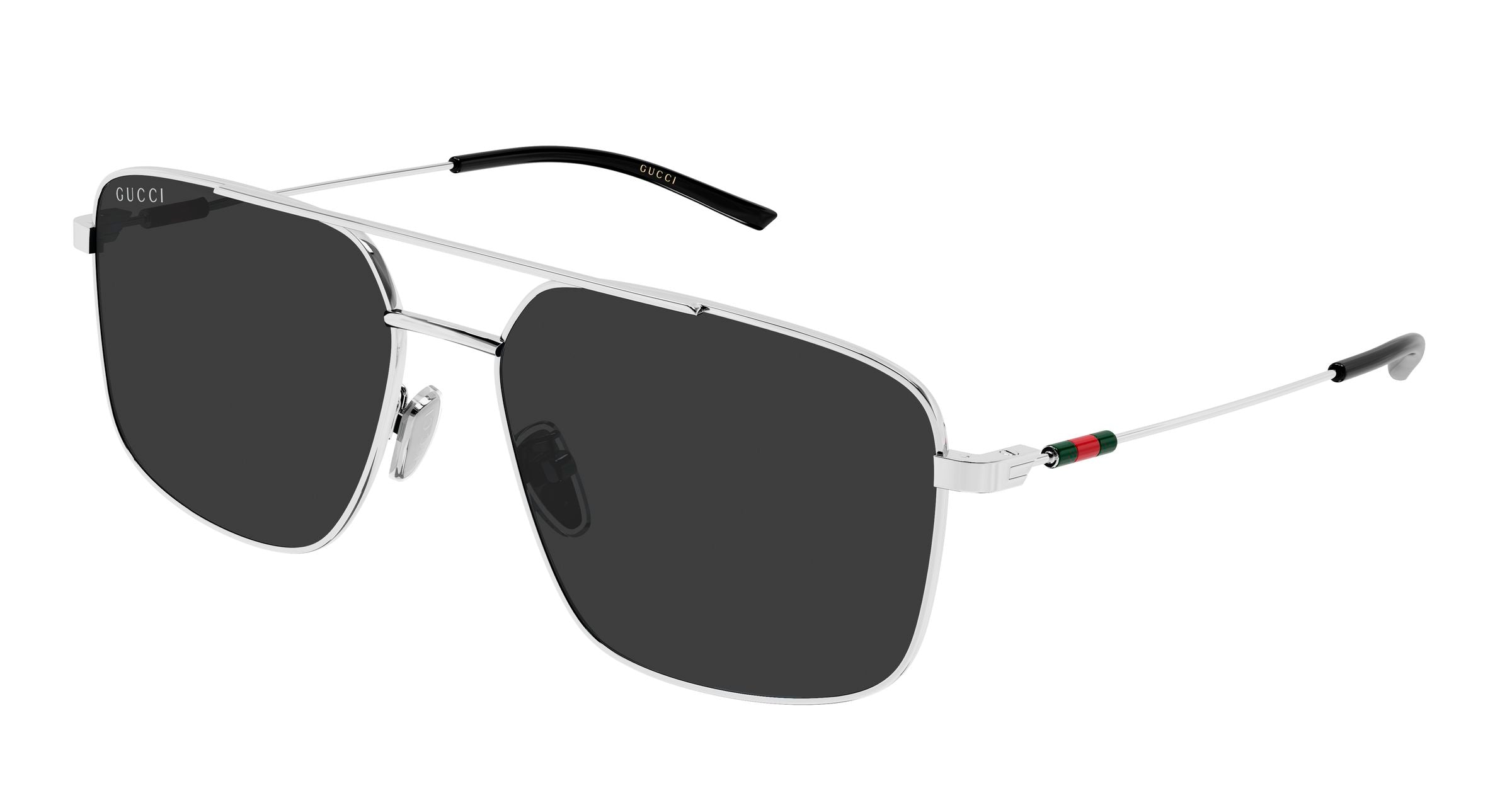 Gucci Uomo Gucci GG2096SA 001 Occhiali da sole Metallo Argento Grigio Squadrata