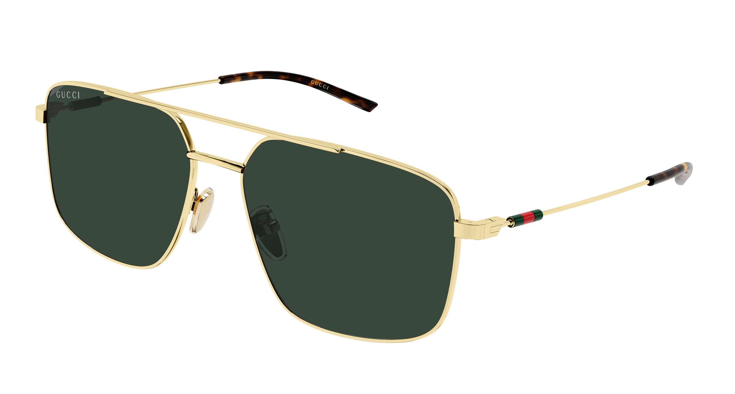 Gucci Uomo Gucci GG2096SA 002 Occhiali da sole Metallo Oro Verde Squadrata Gucci Uomo Gucci GG2096SA 002 Occhiali da sole Metallo Oro Verde Squadrata
