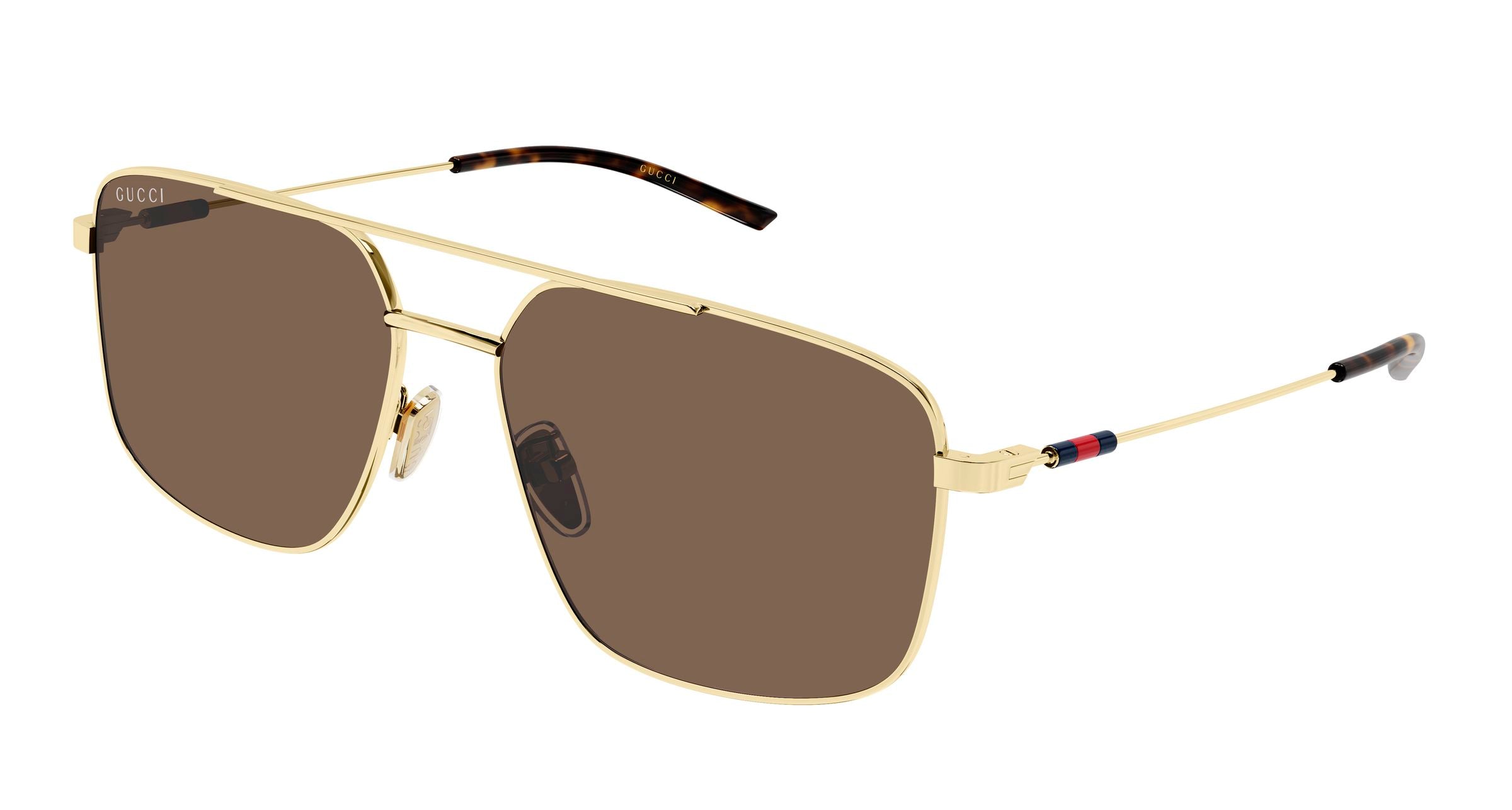 Gucci Uomo Gucci GG2096SA 004 Occhiali da sole Metallo Oro Marrone Squadrata Gucci Uomo Gucci GG2096SA 004 Occhiali da sole Metallo Oro Marrone Squadrata