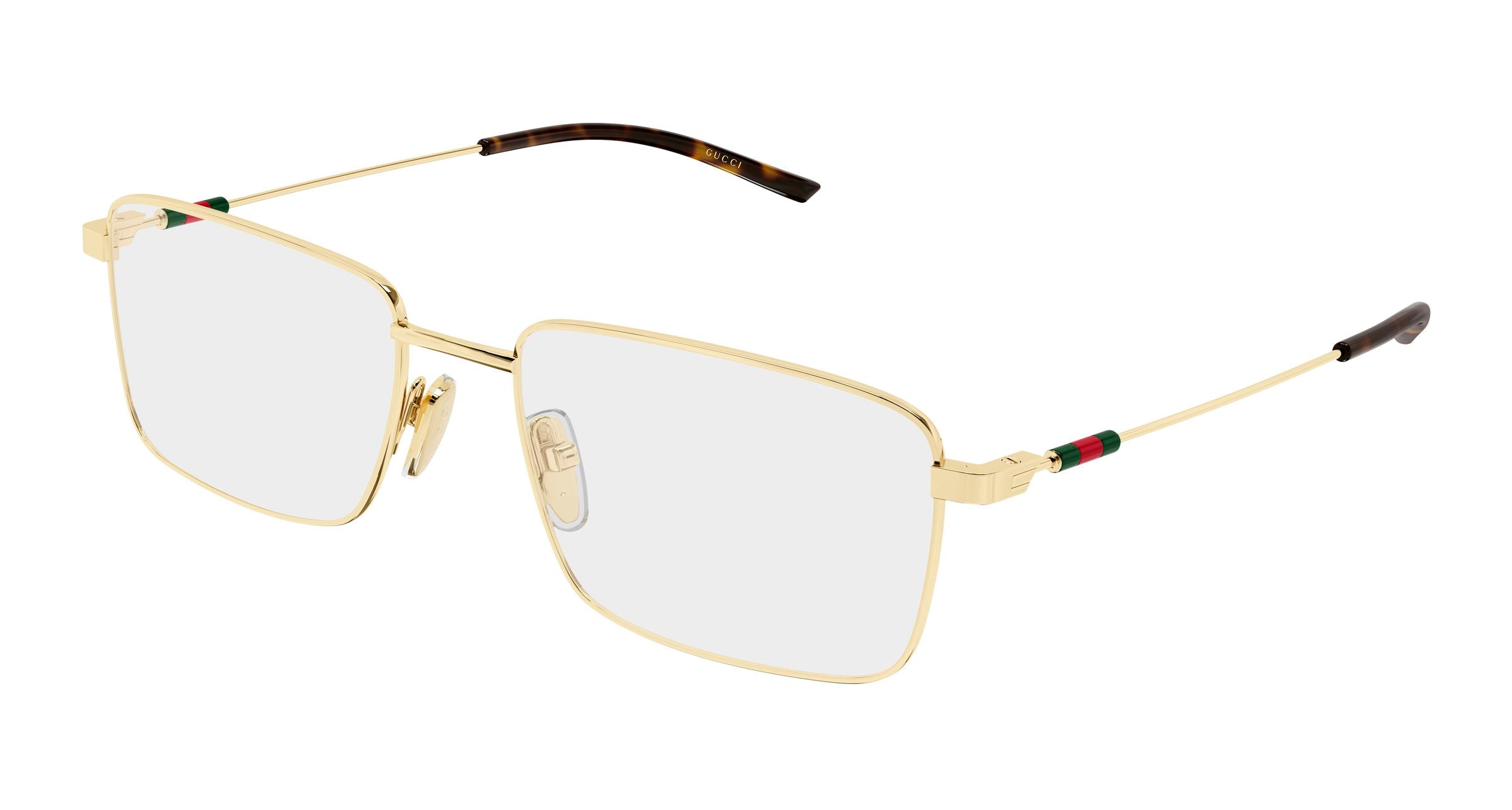 Gucci Uomo Gucci GG2098O 002 Montature da vista Metallo Oro Trasparente Squadrata