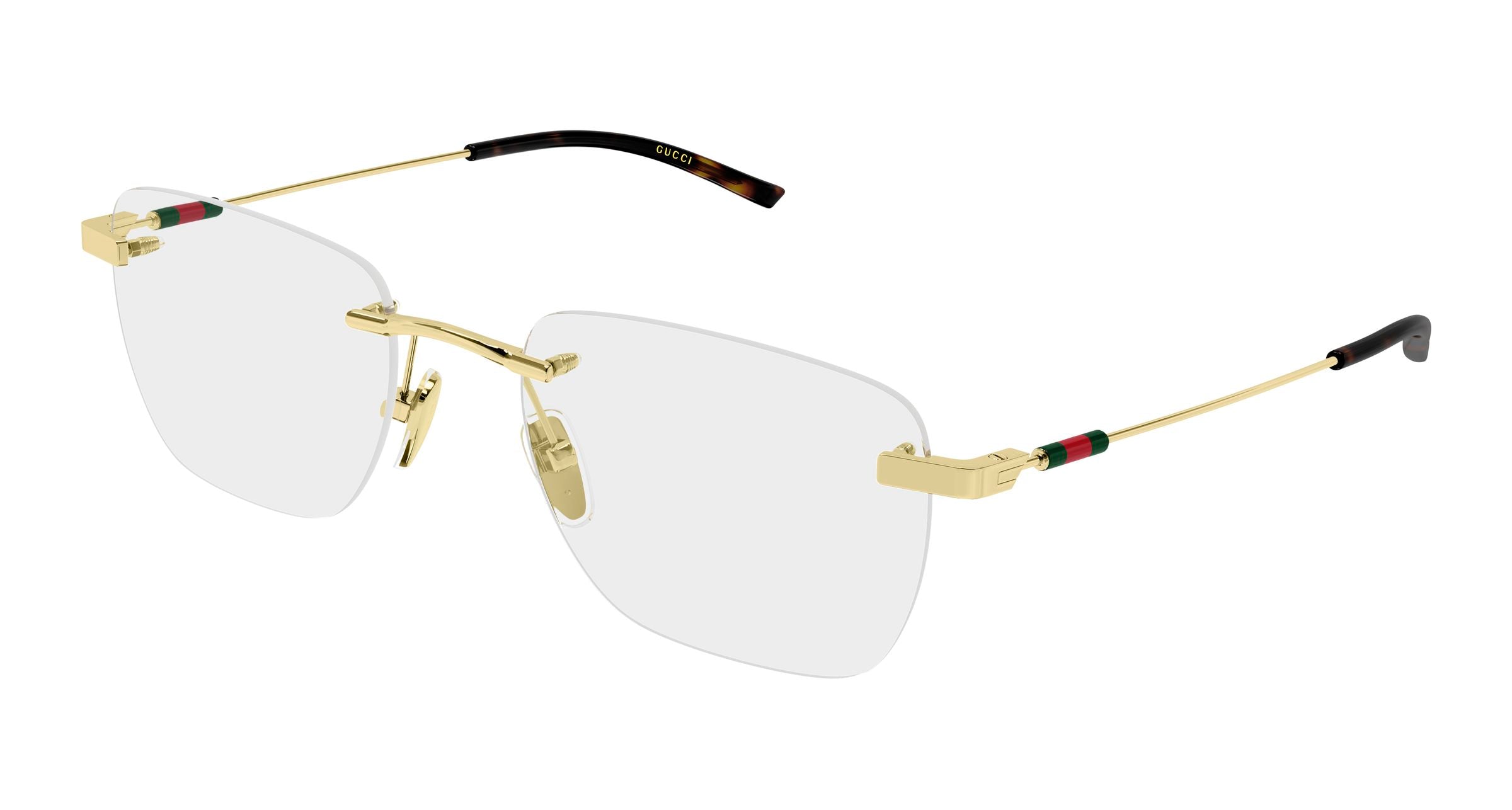 Gucci Uomo Gucci GG2099O 002 Montature da vista Metallo Oro Trasparente Squadrata