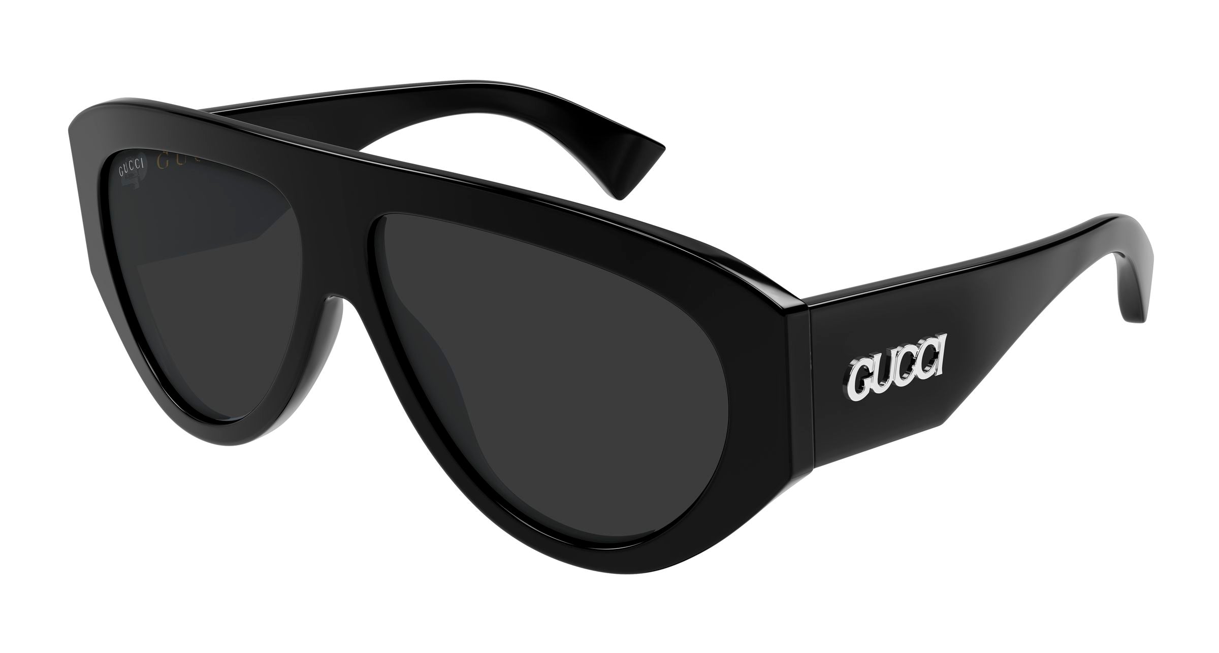 Gucci Uomo Gucci GG2128S 001 Occhiali da sole Acetato Nero Grigio Pilot