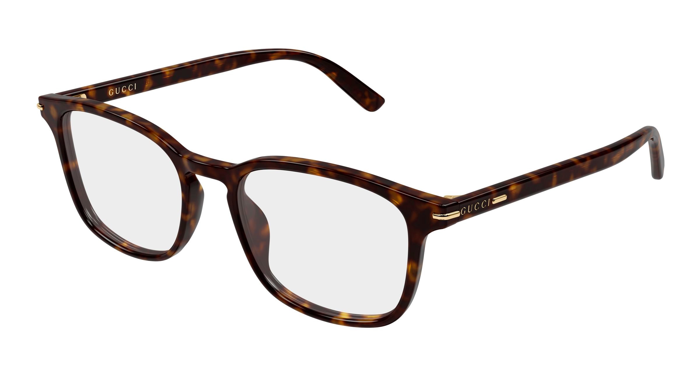 Gucci Uomo Gucci GG2129O 002 Montature da vista Acetato Havana Trasparente Squadrata