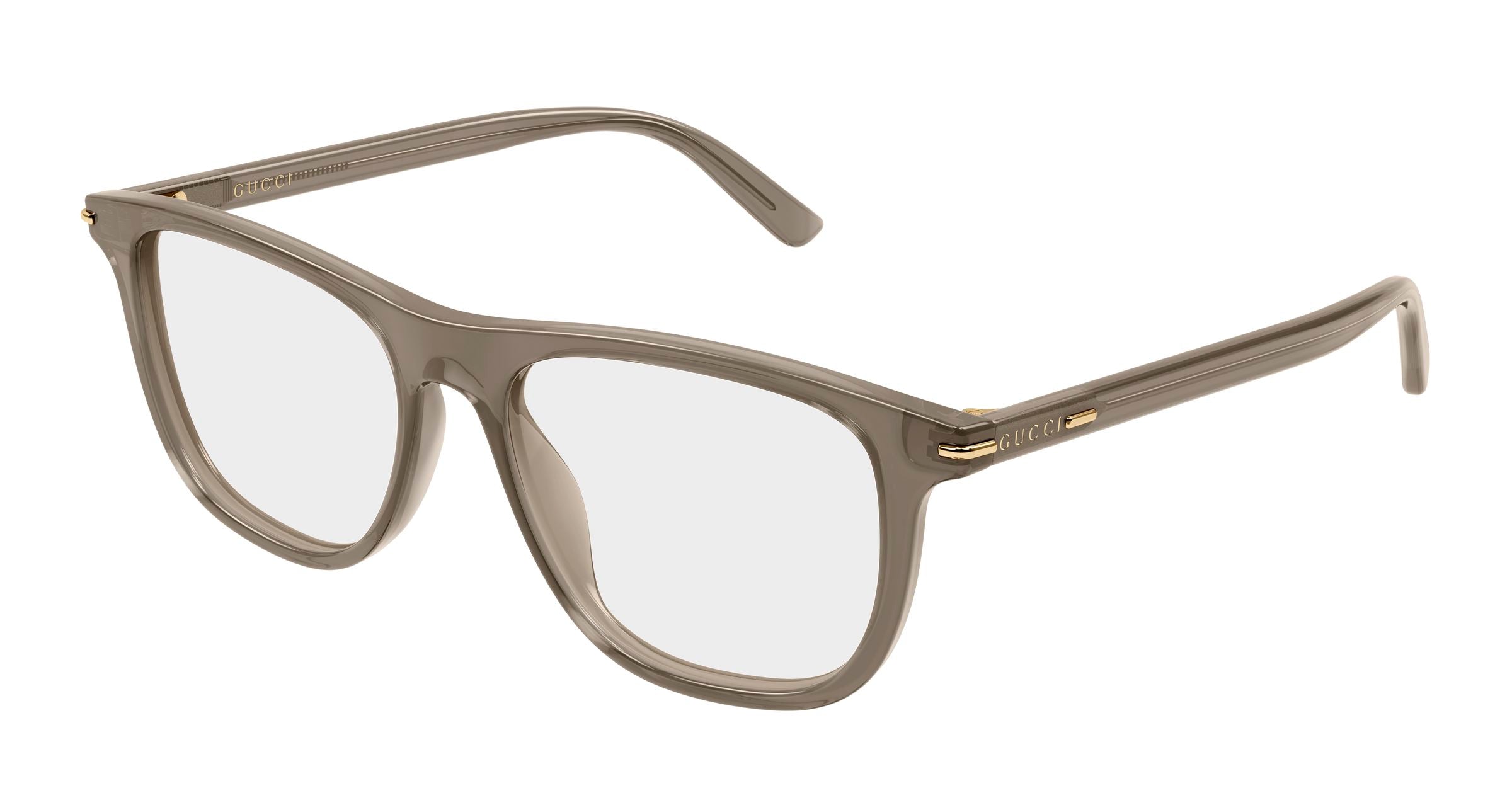 Gucci Uomo Gucci GG2130O 003 Montature da vista Acetato Marrone Trasparente Squadrata