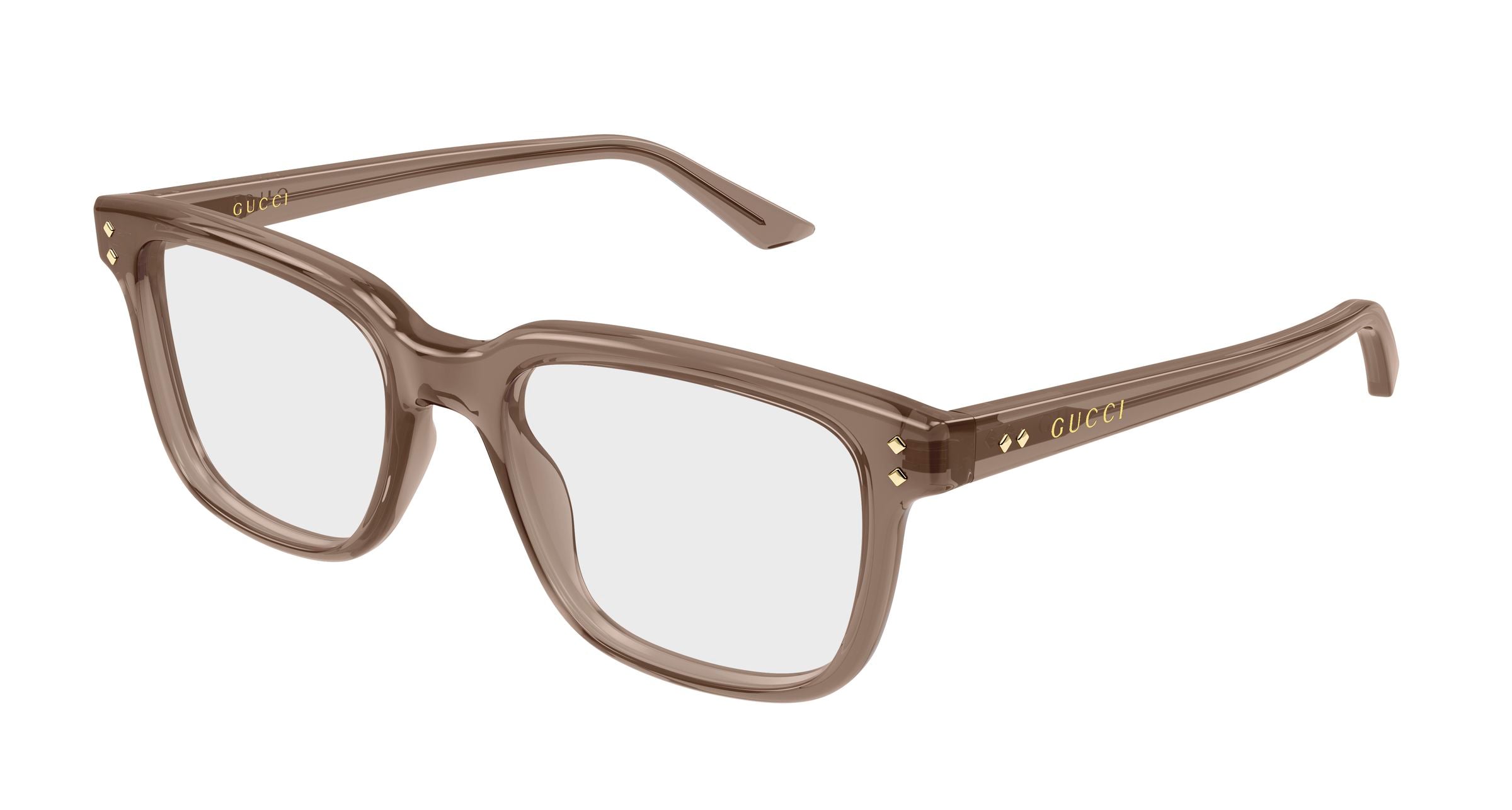 Gucci Uomo Gucci GG2131O 011 Montature da vista Acetato Marrone Trasparente Squadrata Gucci Uomo Gucci GG2131O 011 Montature da vista Acetato Marrone Trasparente Squadrata