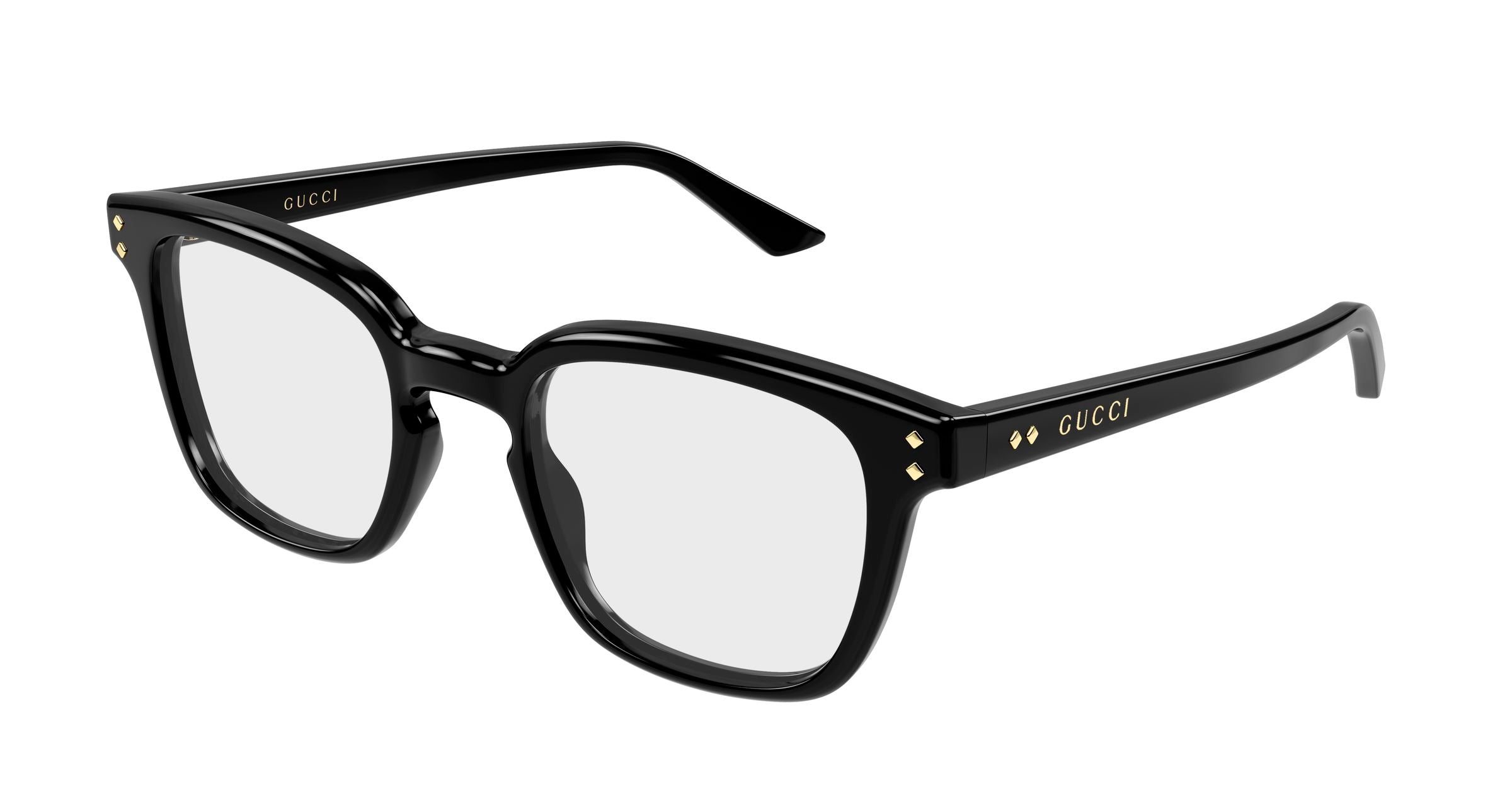 Gucci Uomo Gucci GG2132O 009 Montature da vista Acetato Nero Trasparente Squadrata