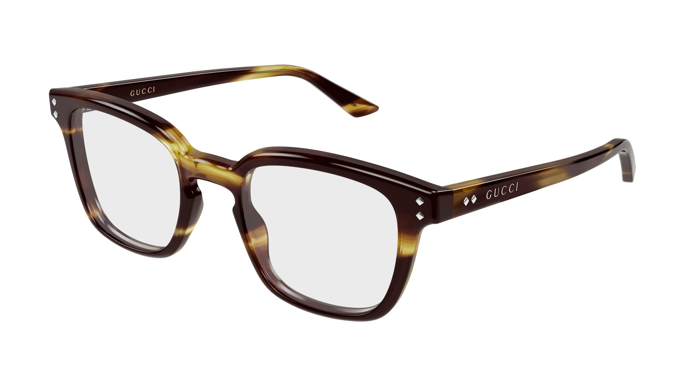 Gucci Uomo Gucci GG2132O 010 Montature da vista Acetato Havana Trasparente Squadrata Gucci Uomo Gucci GG2132O 010 Montature da vista Acetato Havana Trasparente Squadrata