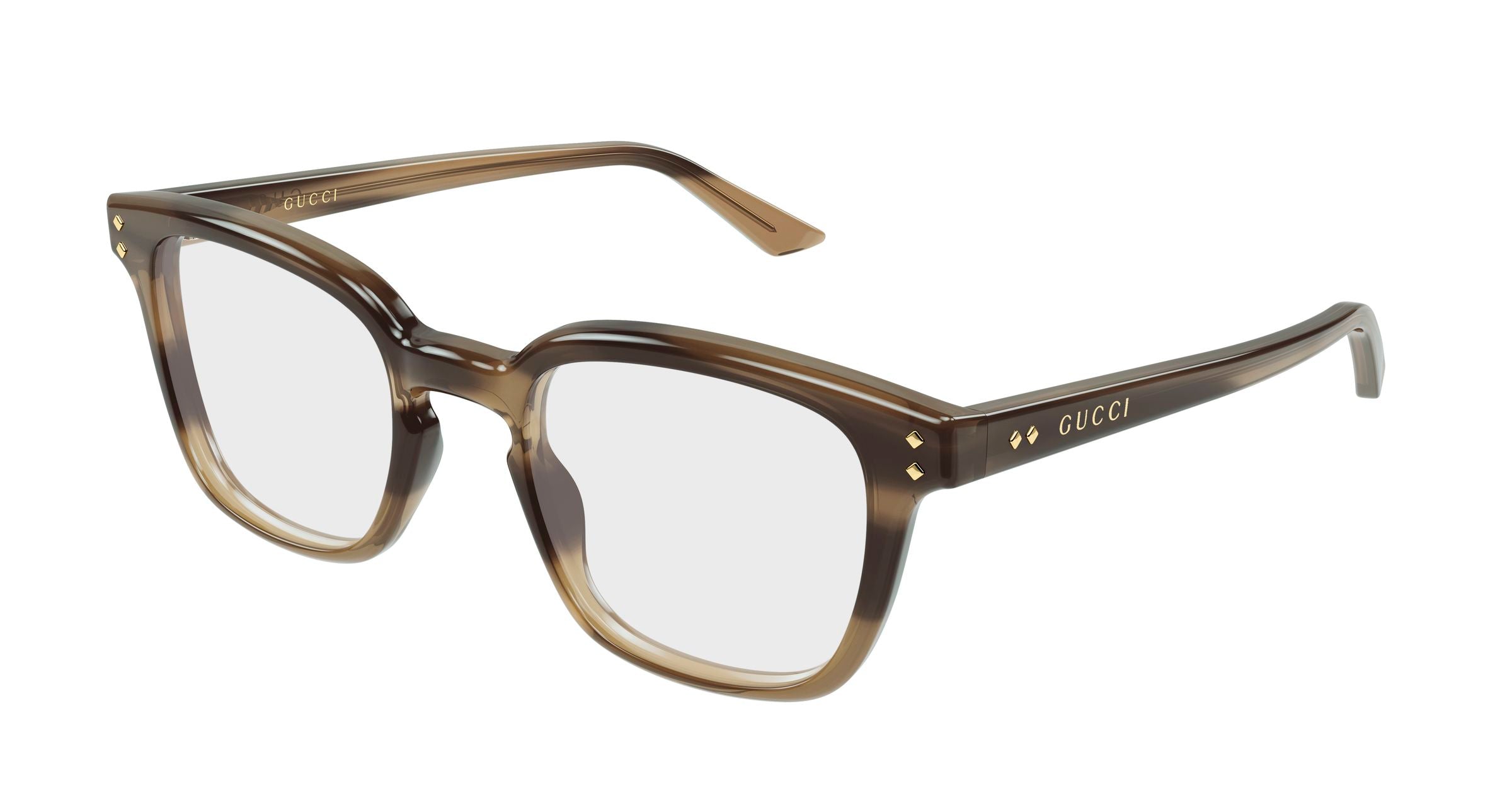 Gucci Uomo Gucci GG2132O 012 Montature da vista Acetato Havana Trasparente Squadrata Gucci Uomo Gucci GG2132O 012 Montature da vista Acetato Havana Trasparente Squadrata