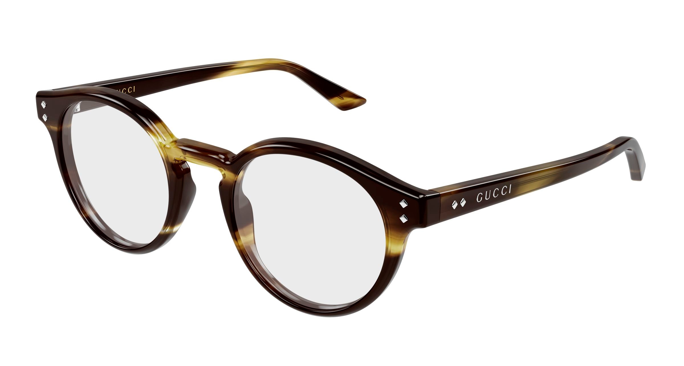 Gucci Uomo Gucci GG2133O 002 Montature da vista Acetato Havana Trasparente Rotonda Gucci Uomo Gucci GG2133O 002 Montature da vista Acetato Havana Trasparente Rotonda