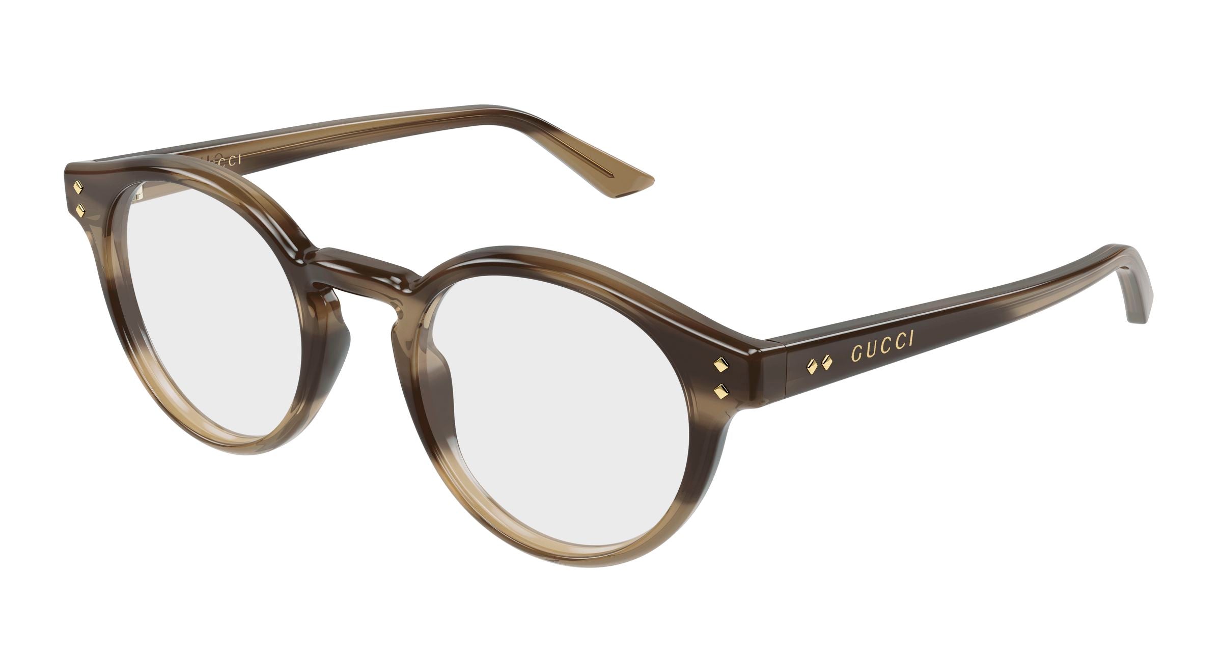 Gucci Uomo Gucci GG2133O 004 Montature da vista Acetato Havana Trasparente Rotonda Gucci Uomo Gucci GG2133O 004 Montature da vista Acetato Havana Trasparente Rotonda