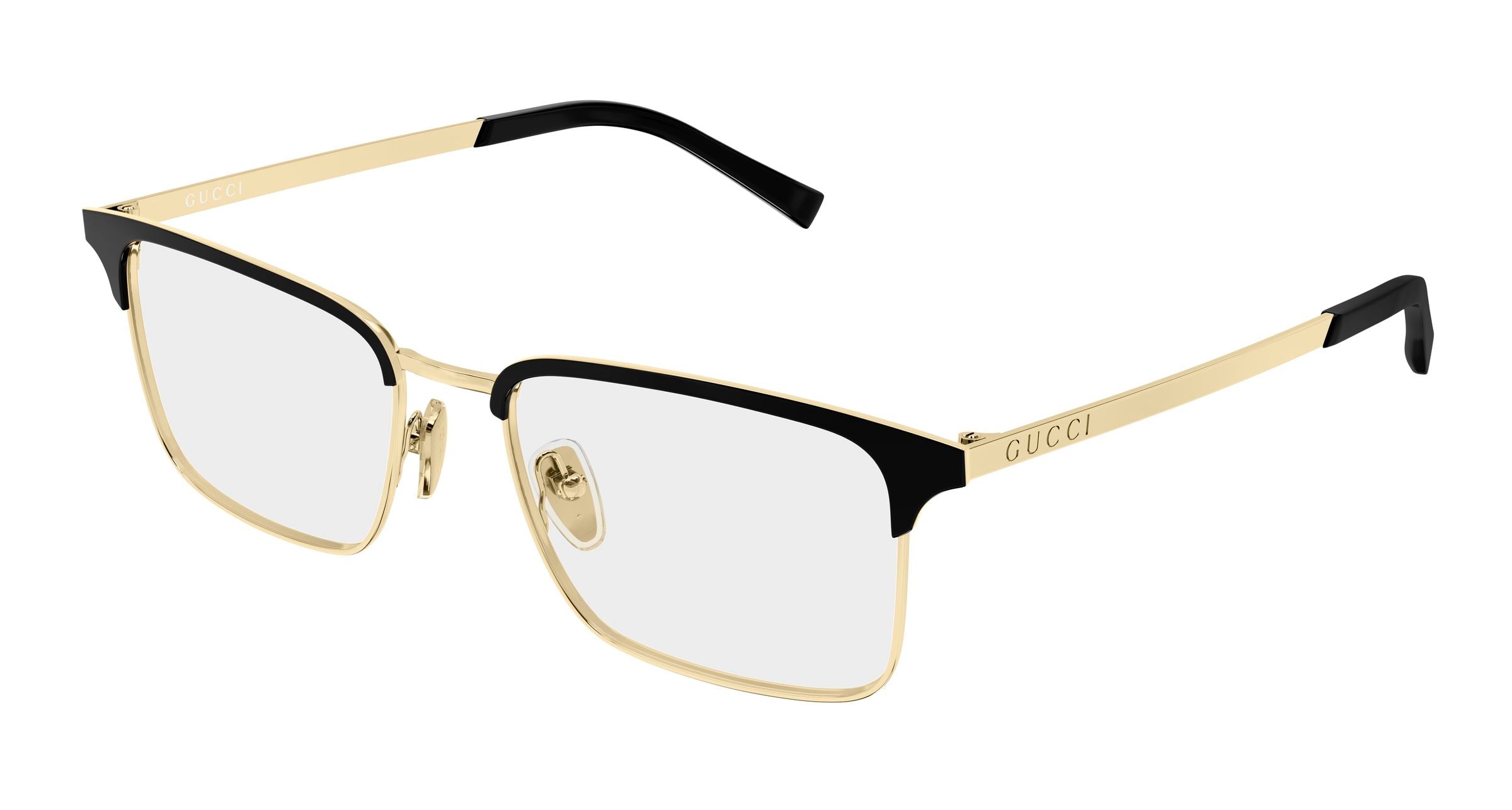 Gucci Uomo Gucci GG2136O 004 Montature da vista Metallo Oro Trasparente Squadrata