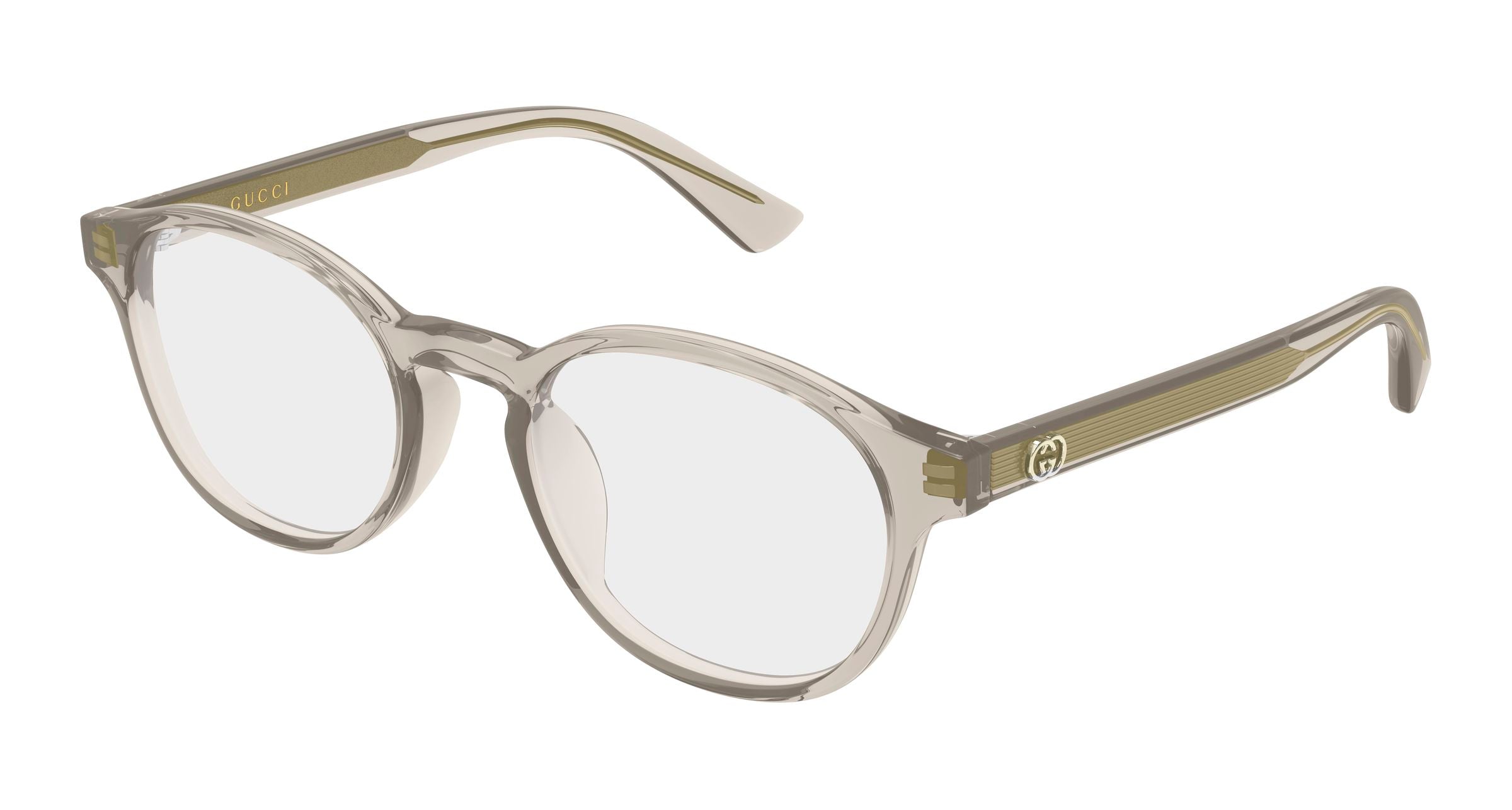 Gucci Uomo Gucci GG2137OK 002 Montature da vista Acetato Beige Trasparente Rotonda