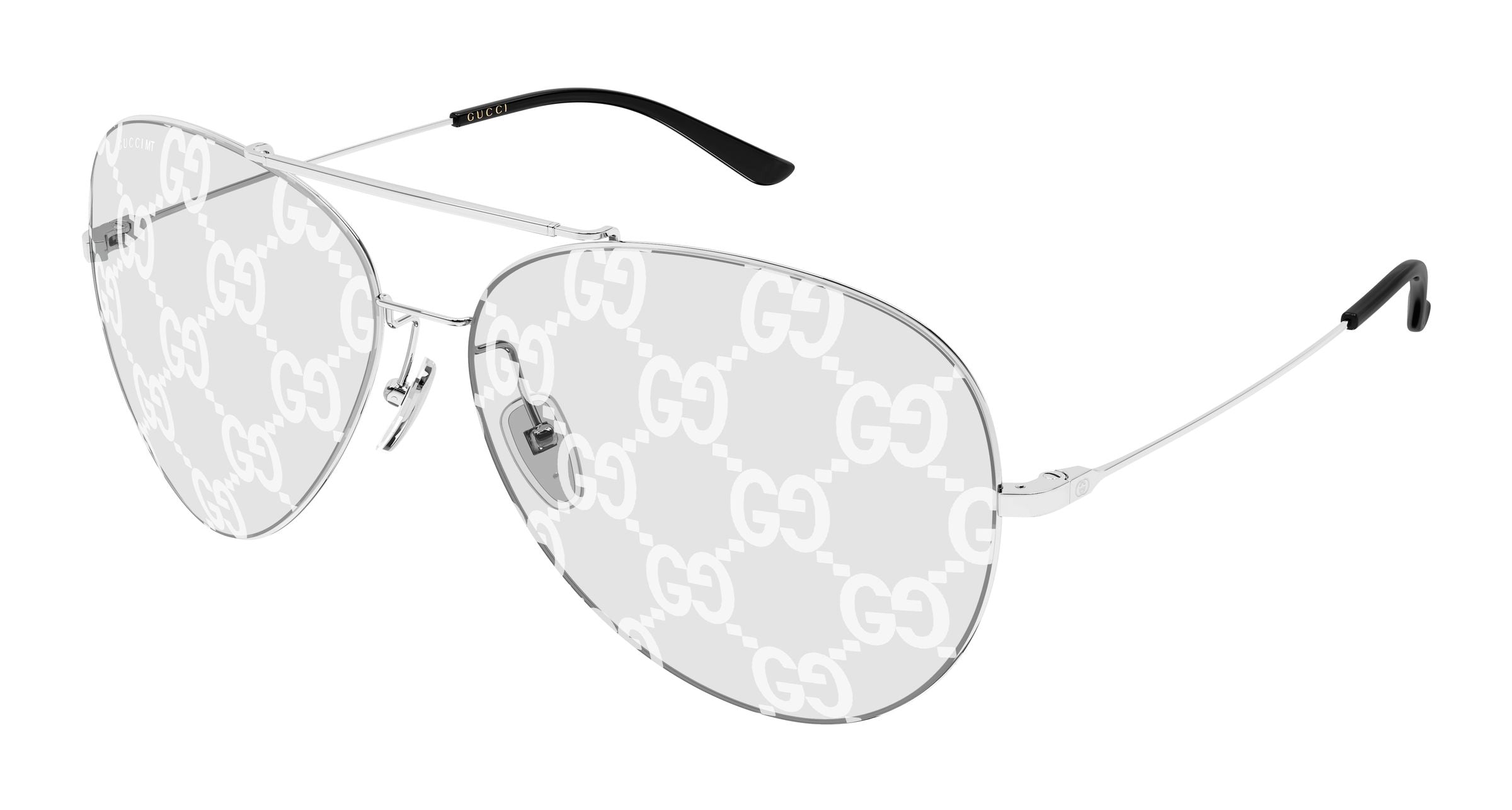 Gucci Uomo Gucci GG2172S 001 Occhiali da sole Metallo Argento Trasparente Pilot