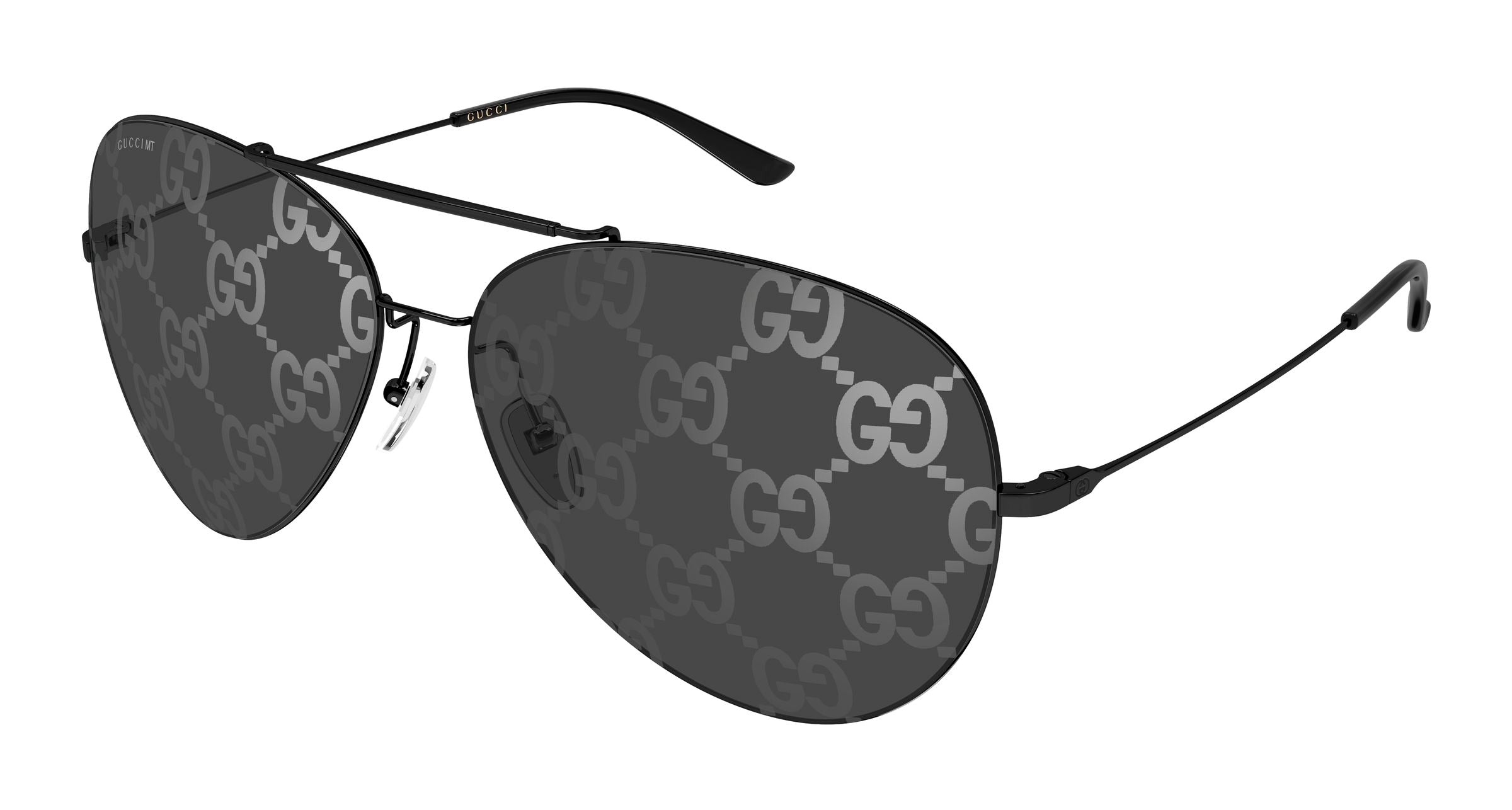 Gucci Uomo Gucci GG2172S 002 Occhiali da sole Metallo Nero Fumo Pilot