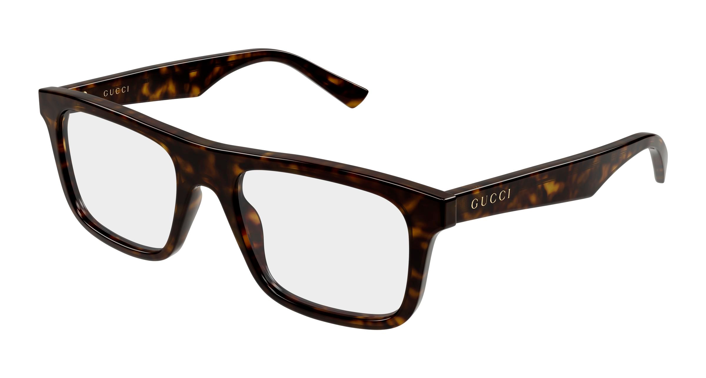 Gucci Uomo Gucci GG2184O 002 Montature da vista Acetato Havana Trasparente Squadrata