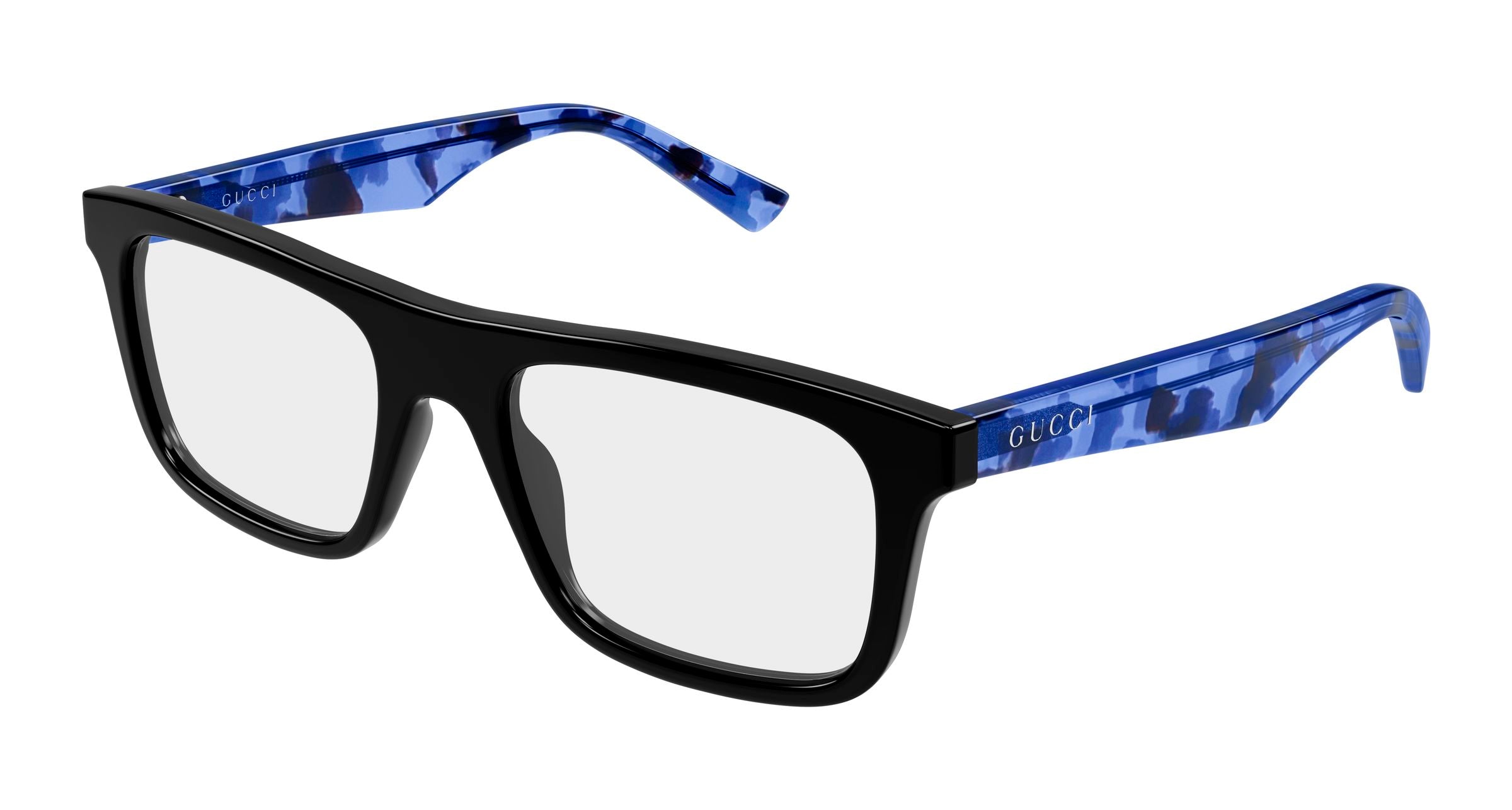 Gucci Uomo Gucci GG2184O 007 Montature da vista Acetato Nero Trasparente Squadrata