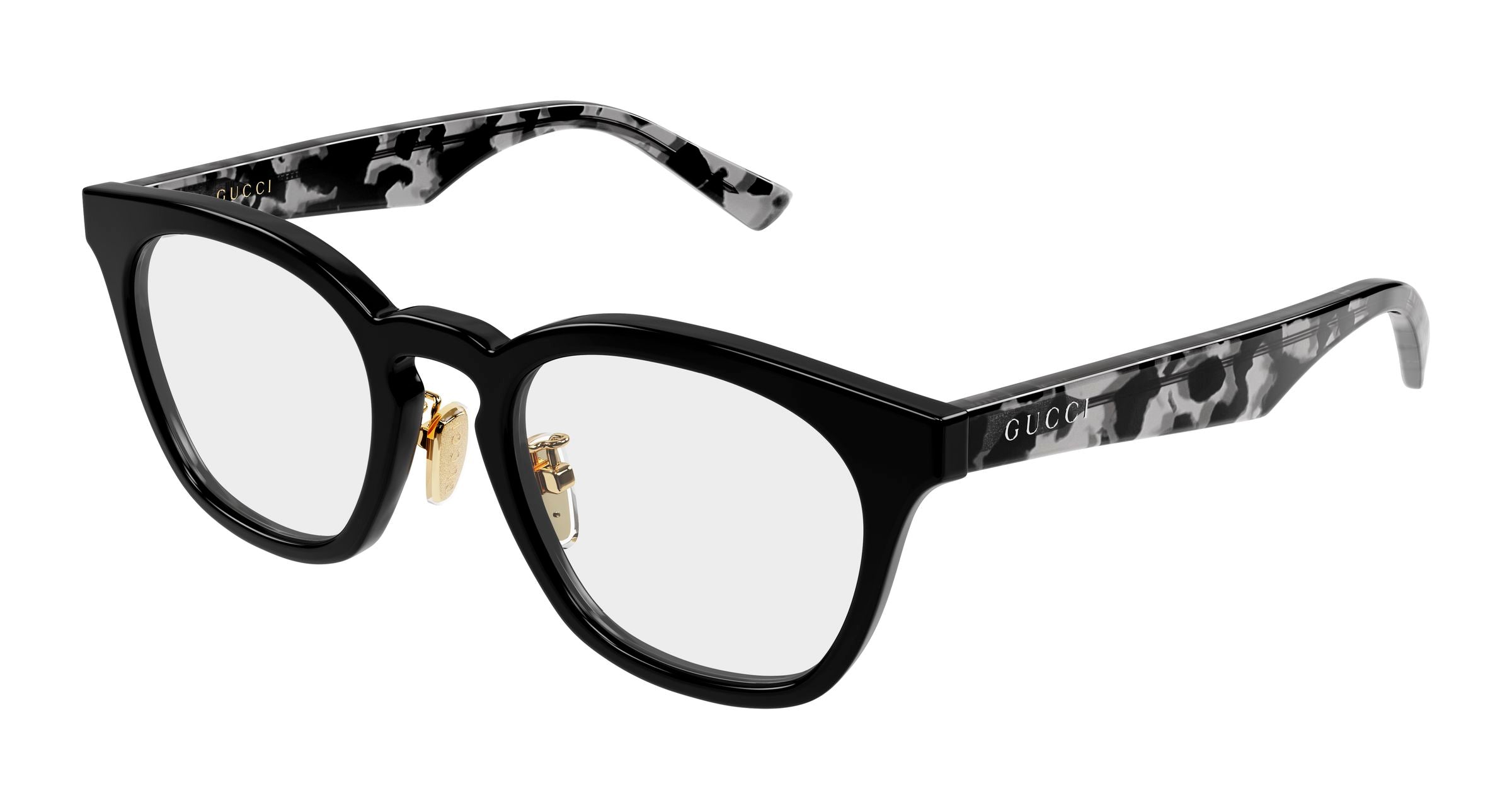Gucci Uomo Gucci GG2187OA 008 Montature da vista Acetato Nero Trasparente Rotonda