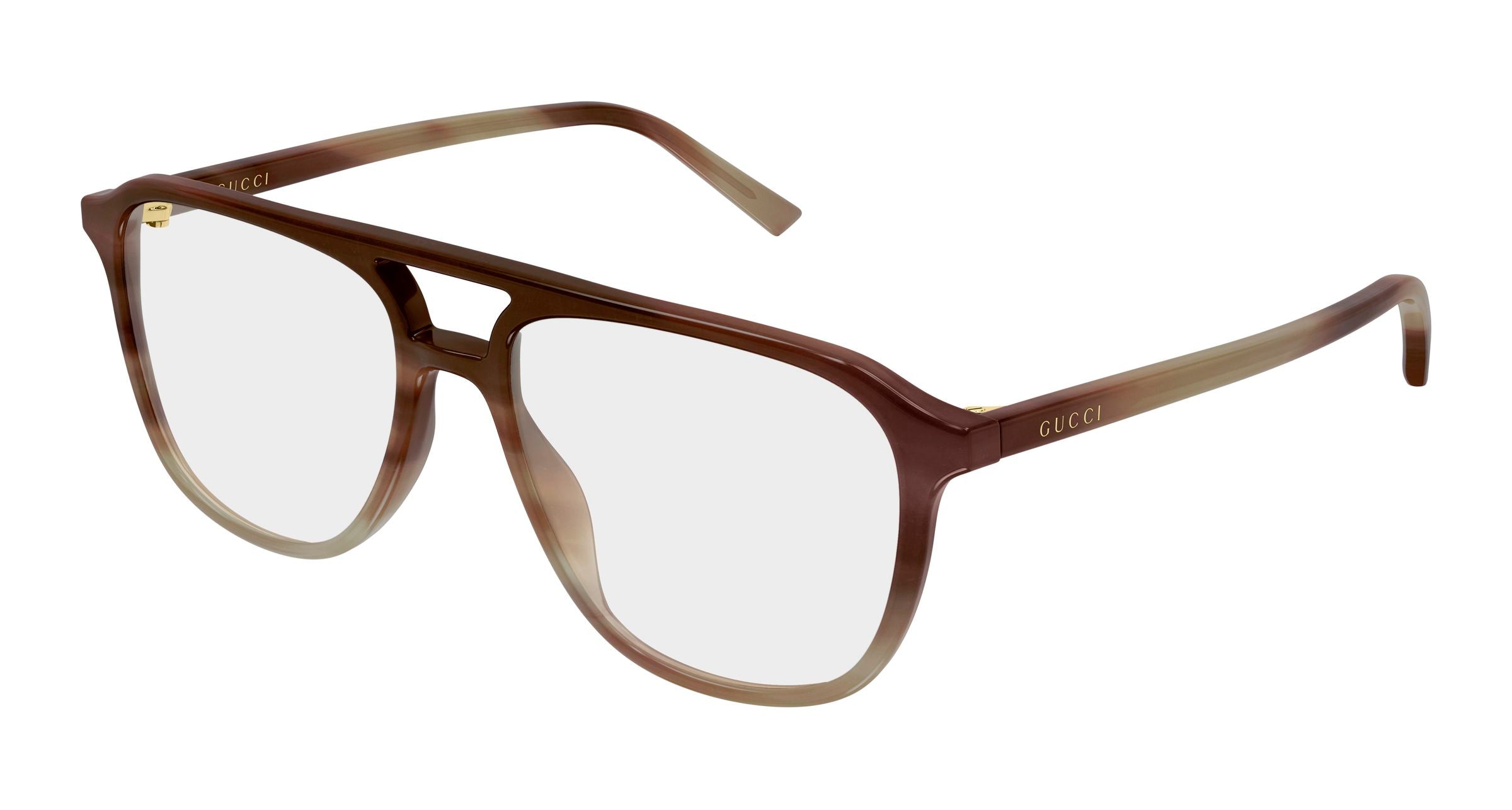 Gucci Uomo Gucci GG2237O 003 Montature da vista Acetato Havana Trasparente Pilot