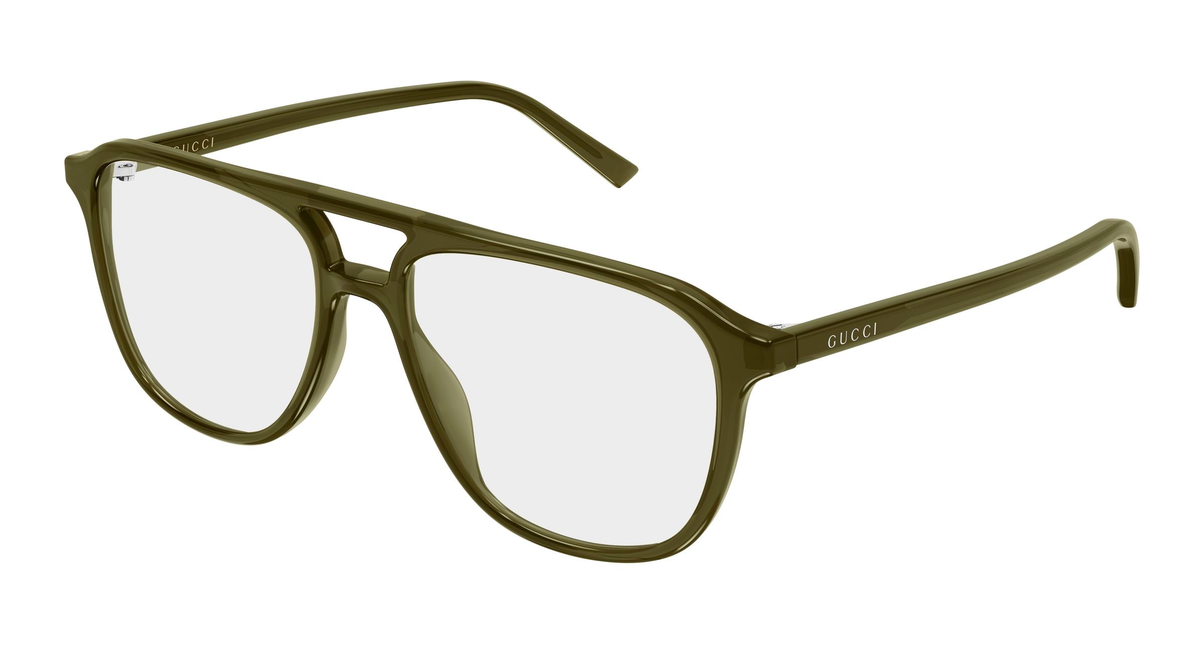 Gucci Uomo Gucci GG2237O 004 Montature da vista Acetato Verde Trasparente Pilot