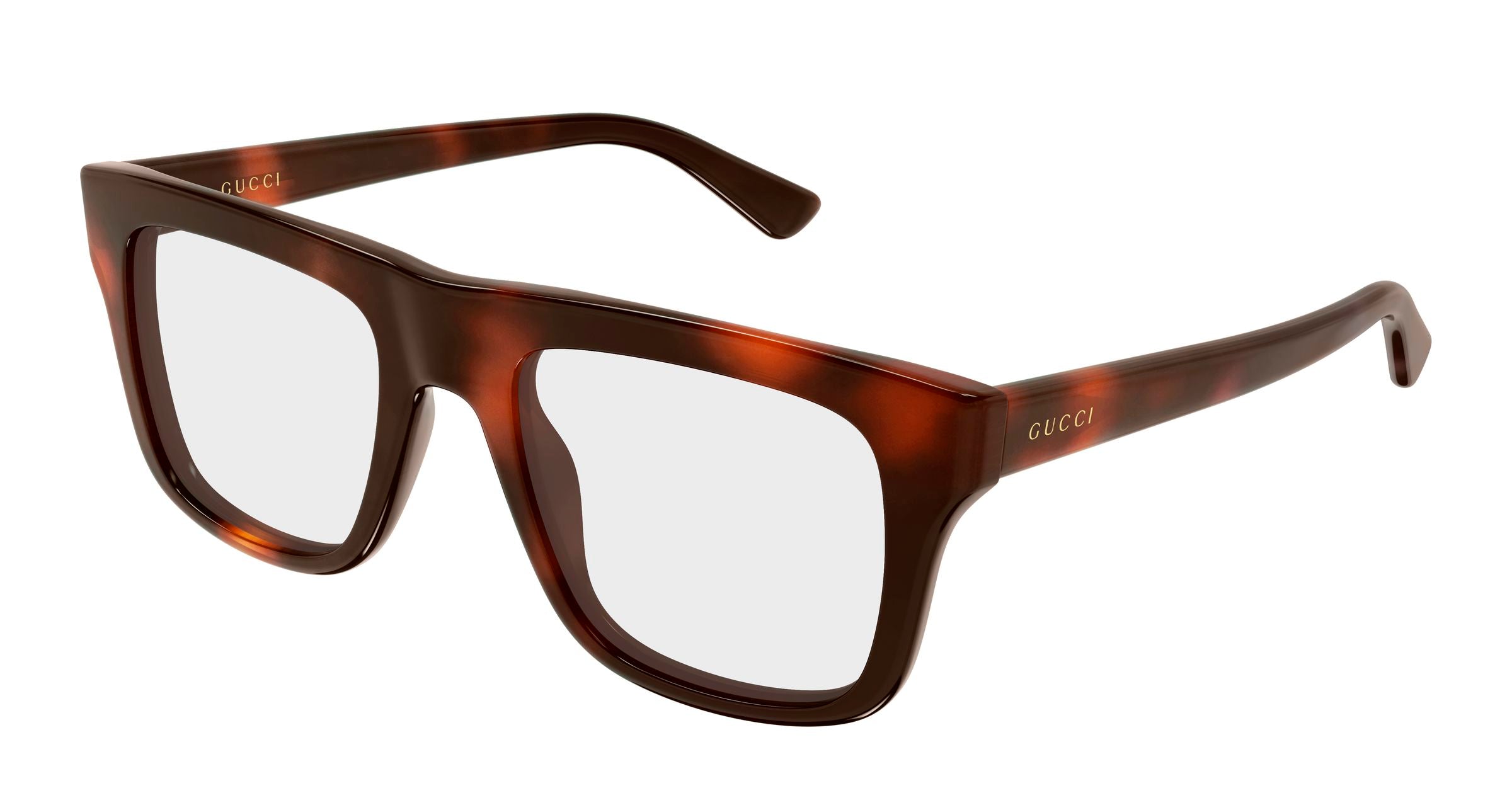 Gucci Uomo Gucci GG2242O 002 Montature da vista Acetato Havana Trasparente Squadrata