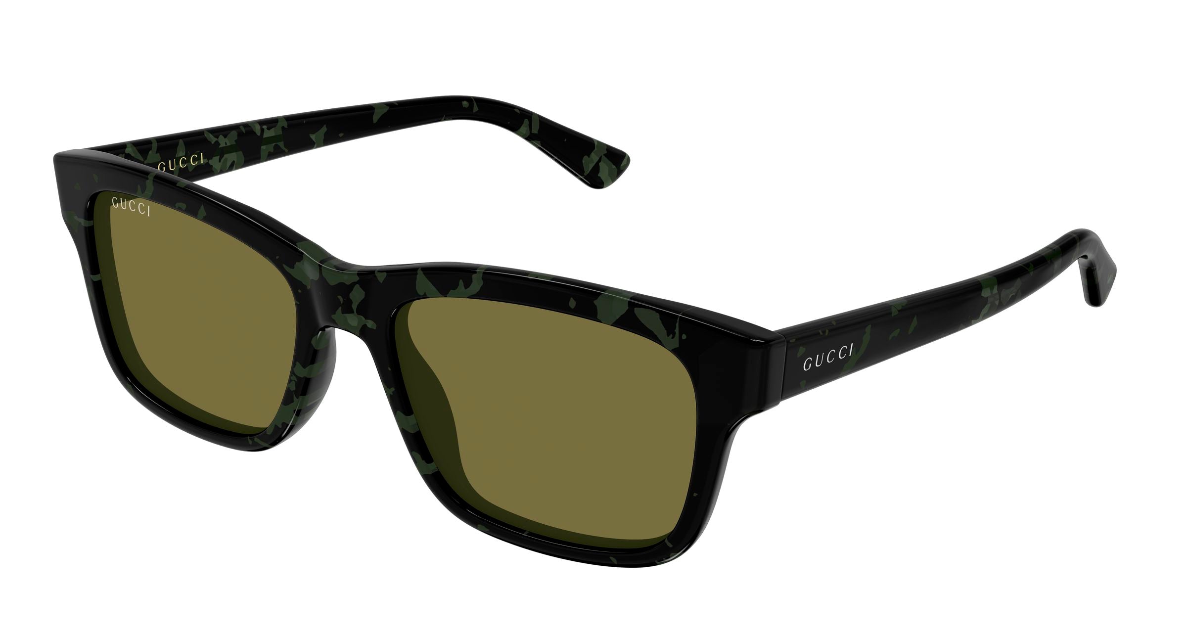 Gucci Uomo Gucci GG2243SK 003 Occhiali da sole Acetato Havana Verde Squadrata