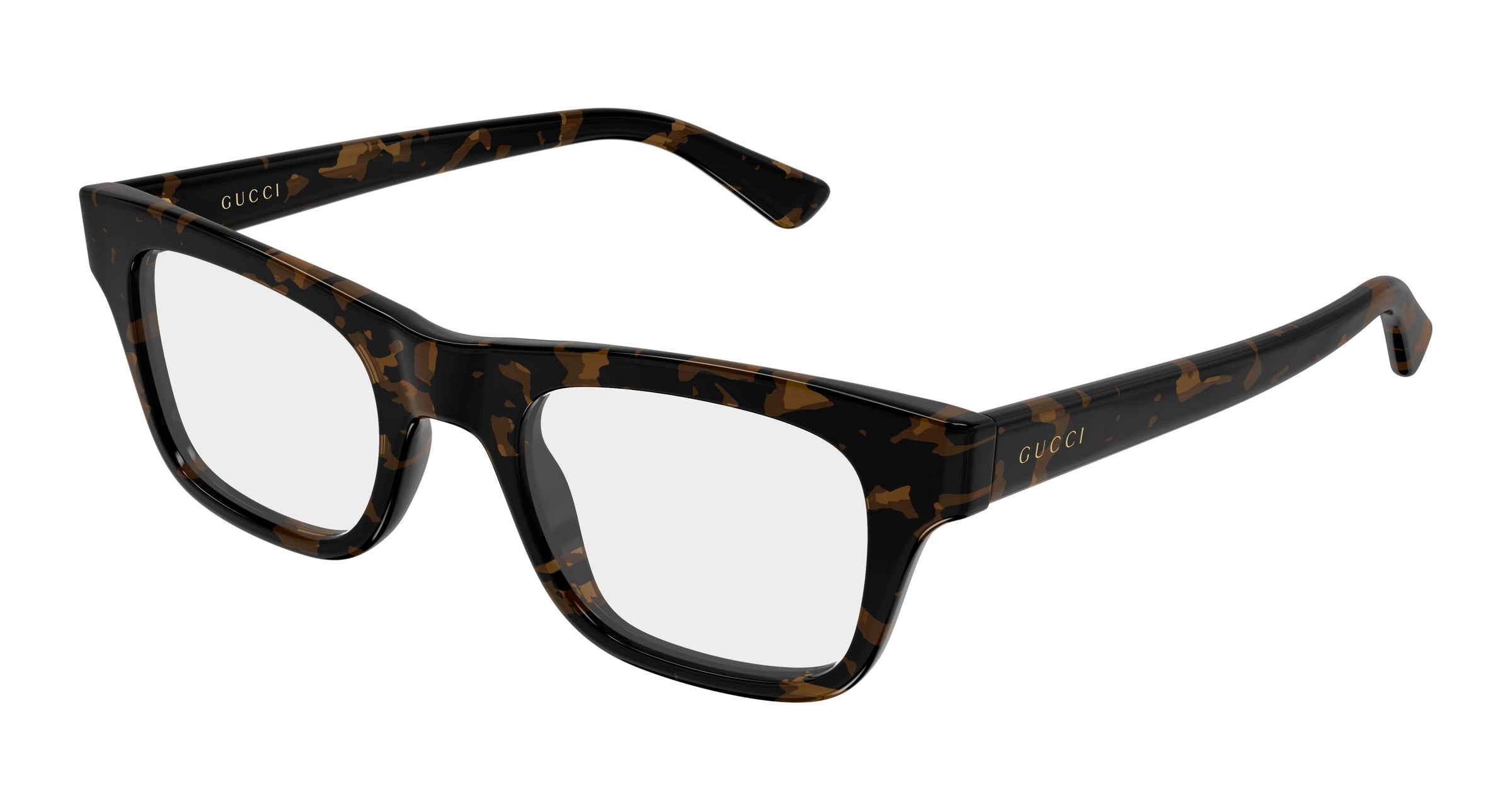 Gucci Uomo Gucci GG2244O 008 Montature da vista Acetato Havana Trasparente Squadrata