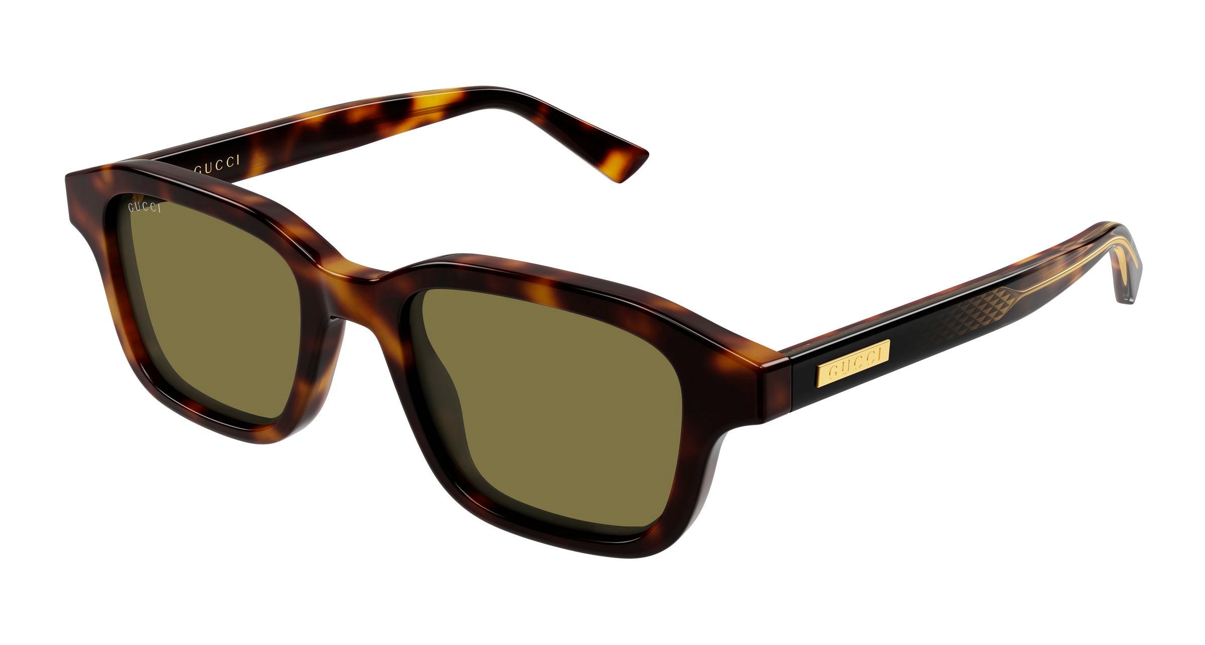 Gucci Uomo Gucci GG2247S 002 Occhiali da sole Acetato Havana Verde Squadrata