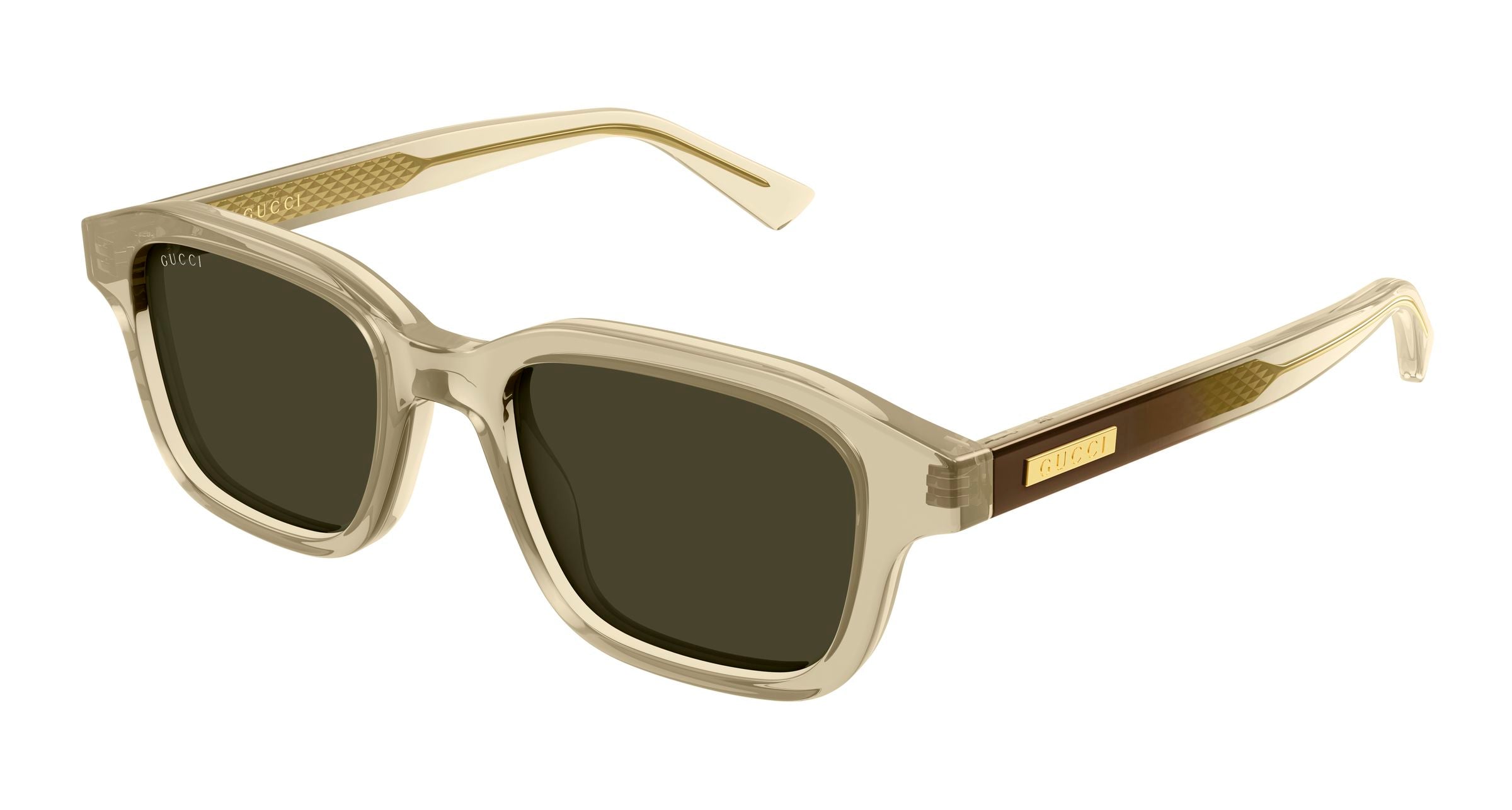 Gucci Uomo Gucci GG2247S 004 Occhiali da sole Acetato Beige Verde Squadrata