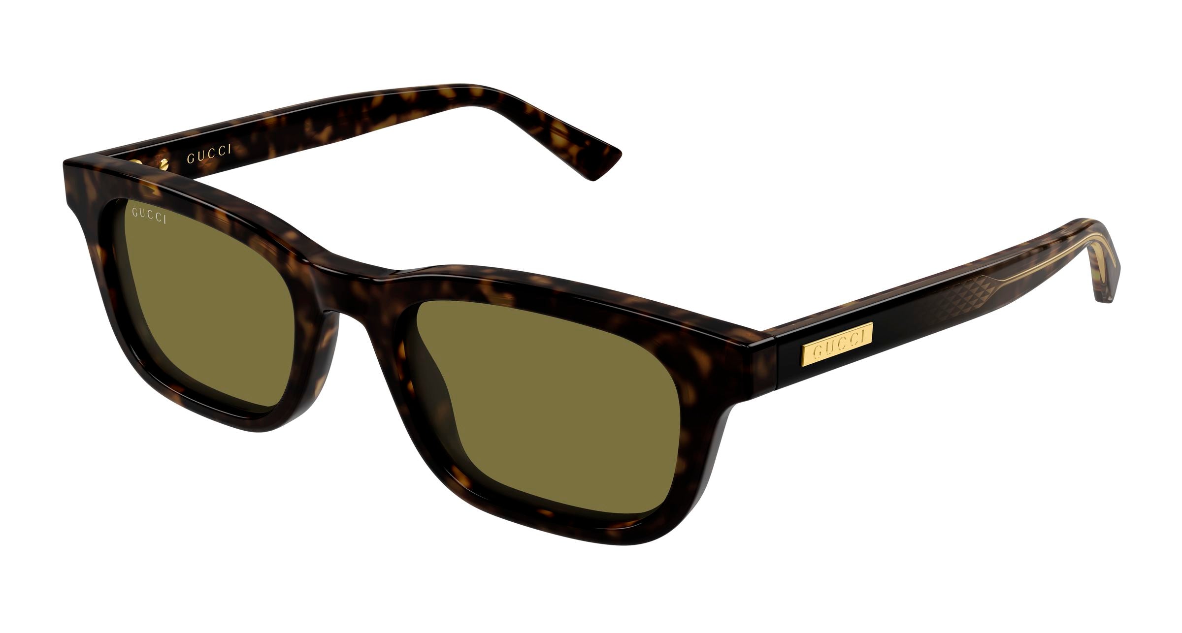 Gucci Uomo Gucci GG2248S 002 Occhiali da sole Acetato Havana Verde Squadrata