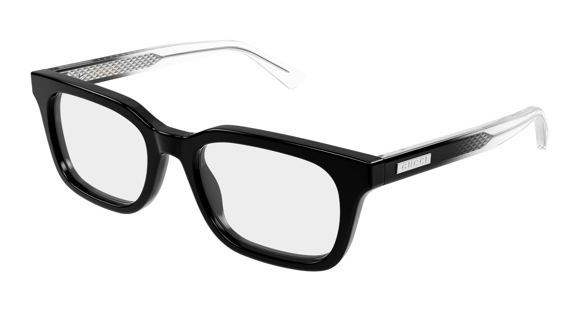 Gucci Uomo Gucci GG2249O 003 Montature da vista Acetato Nero Trasparente Squadrata
