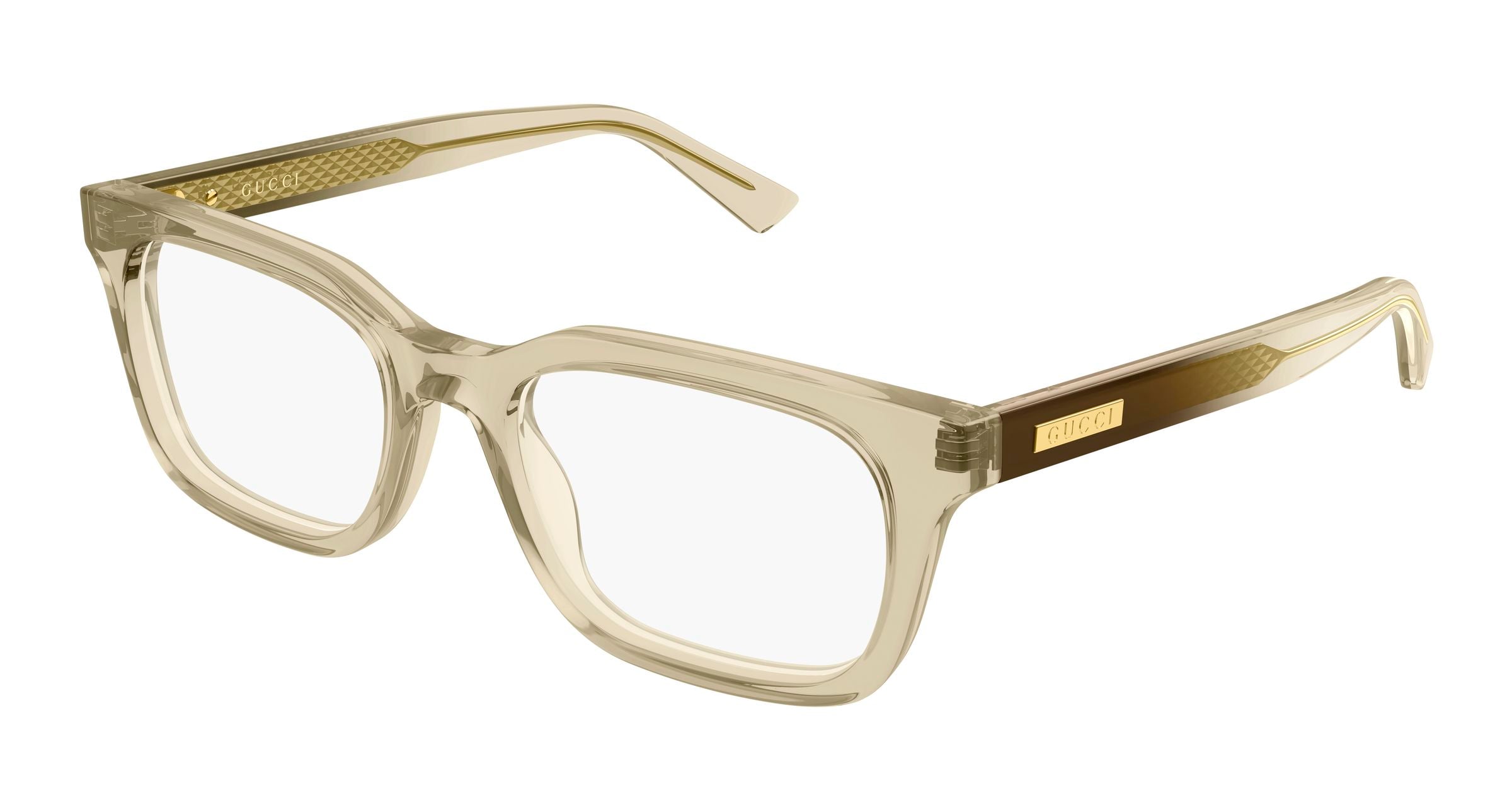 Gucci Uomo Gucci GG2249O 004 Montature da vista Acetato Beige Trasparente Squadrata