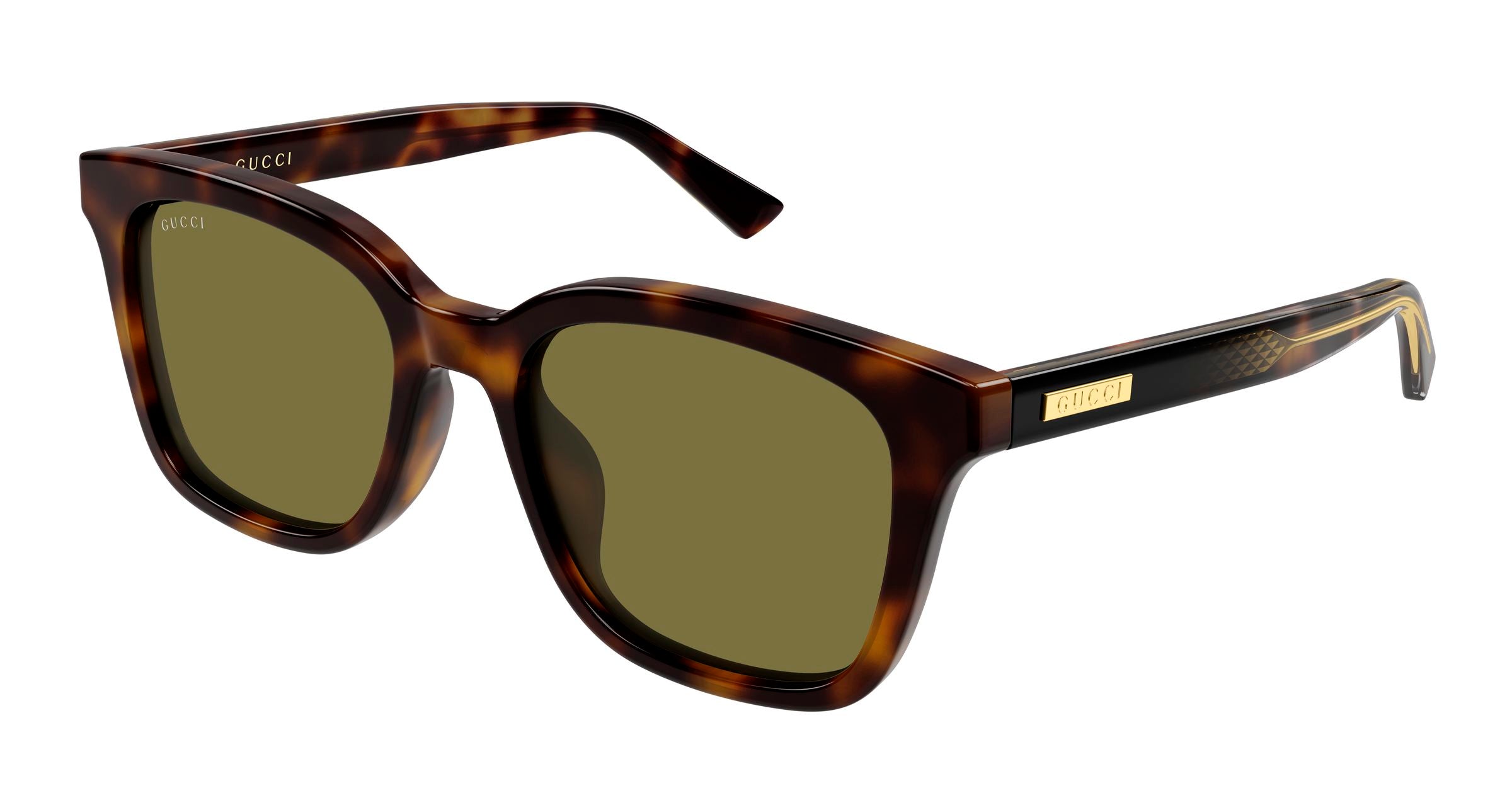 Gucci Uomo Gucci GG2251SA 002 Occhiali da sole Acetato Havana Verde Squadrata