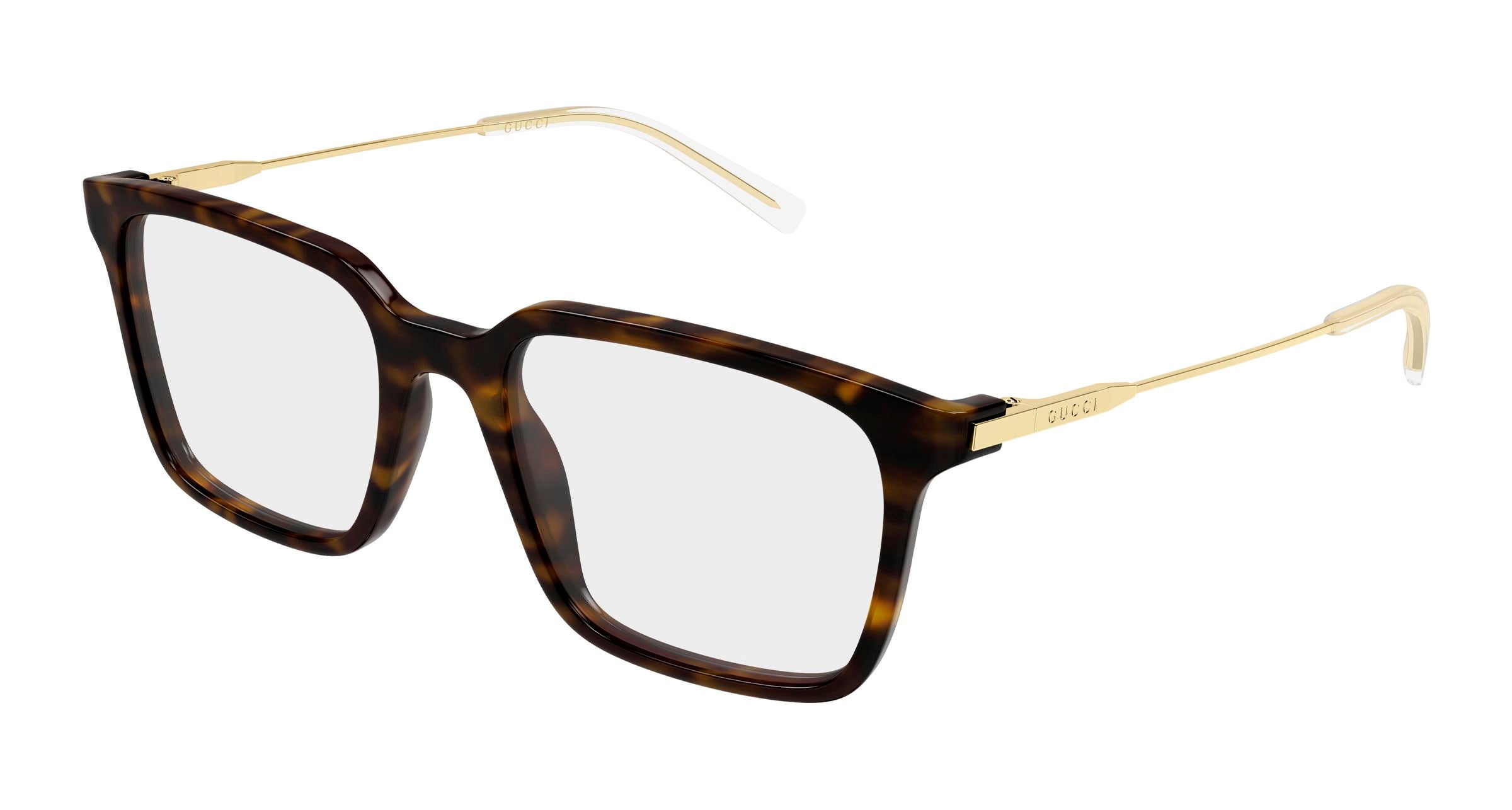 Gucci Uomo Gucci GG2252O 002 Montature da vista Acetato Havana Trasparente Squadrata