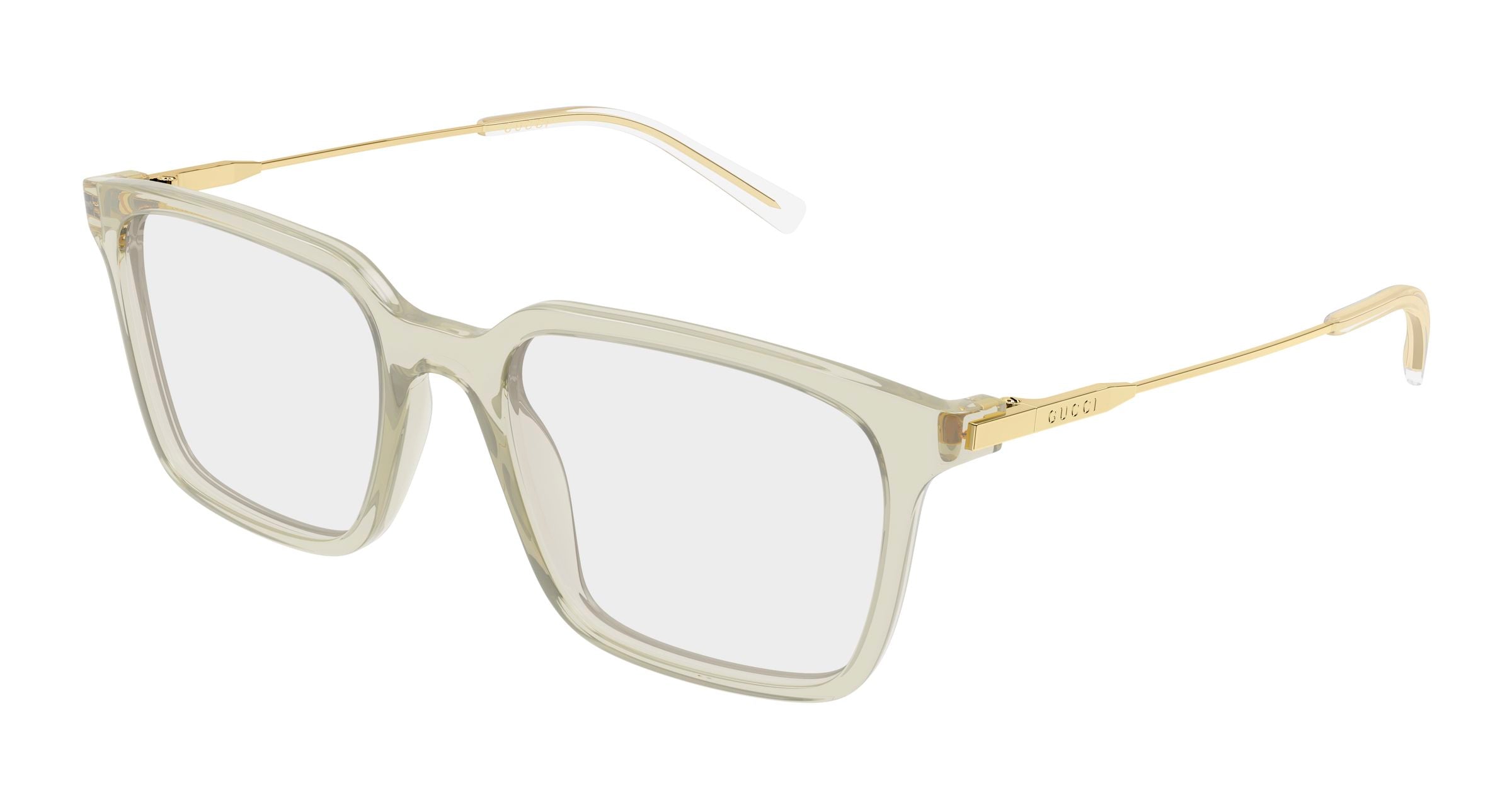Gucci Uomo Gucci GG2252O 004 Montature da vista Acetato Verde Trasparente Squadrata