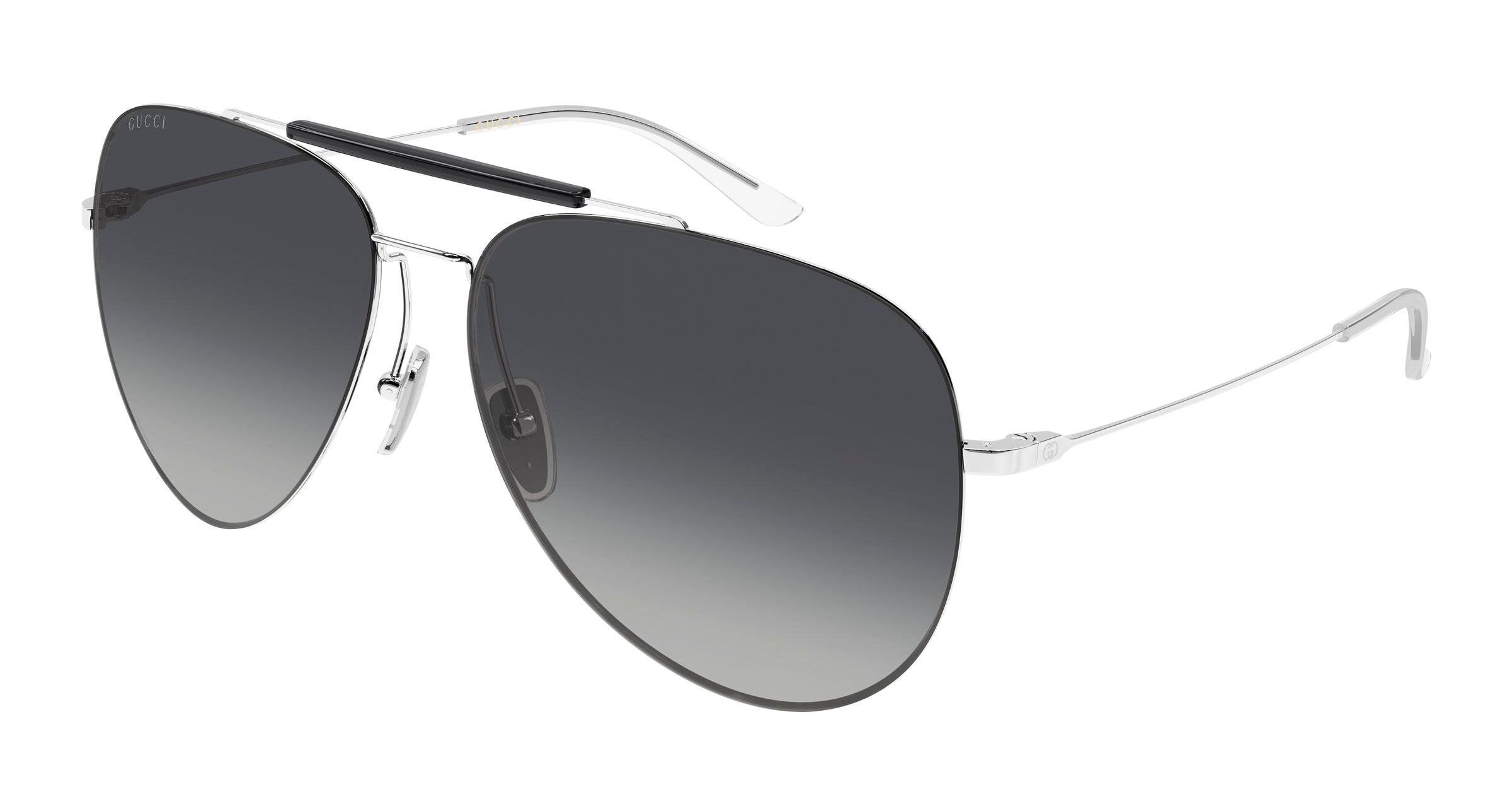 Gucci Uomo Gucci GG2255S 002 Occhiali da sole Metallo Argento Grigio Pilot Sfumato Gucci Uomo Gucci GG2255S 002 Occhiali da sole Metallo Argento Grigio Pilot Sfumato
