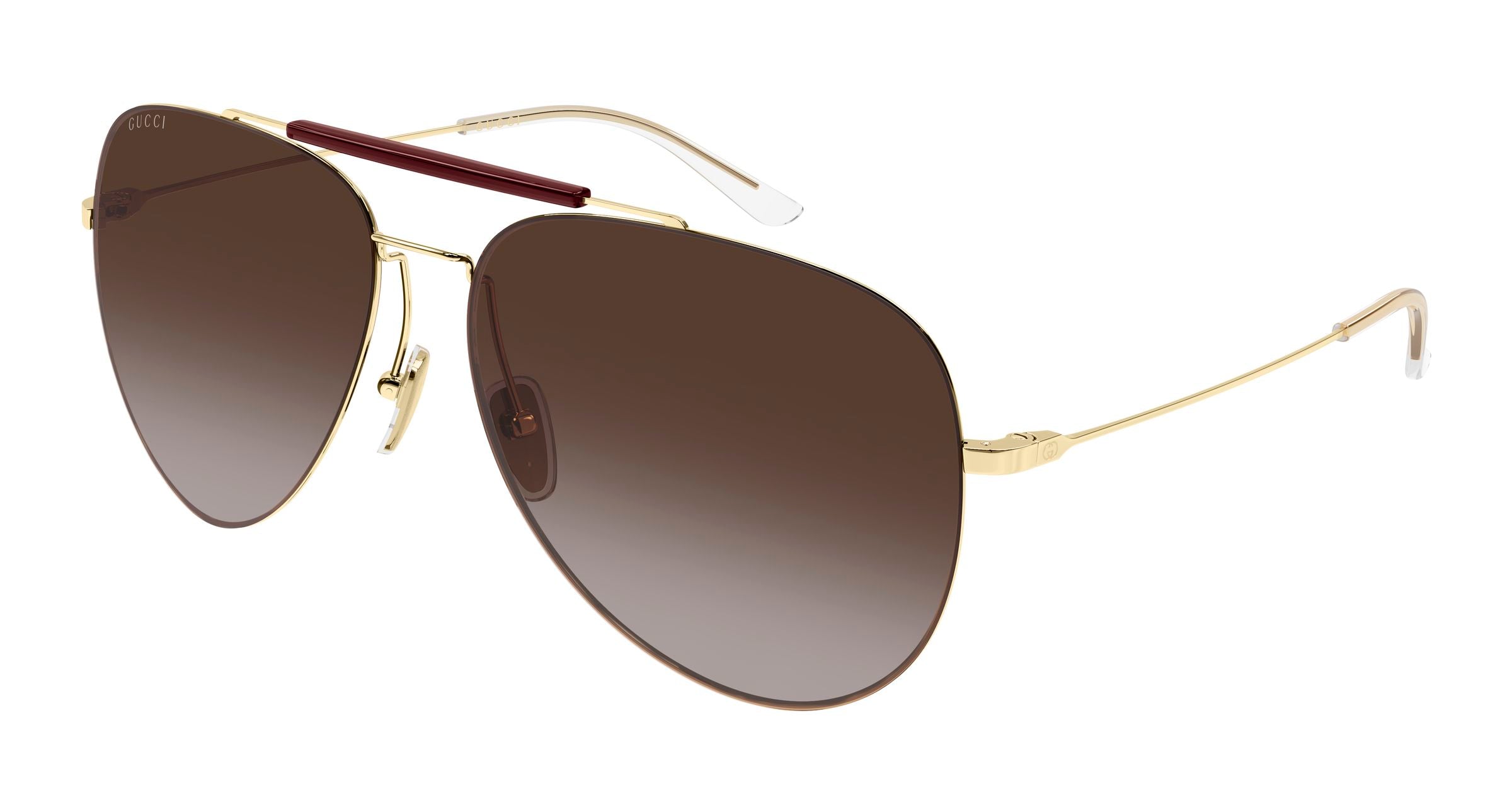 Gucci Uomo Gucci GG2255S 003 Occhiali da sole Metallo Oro Marrone Pilot Sfumato