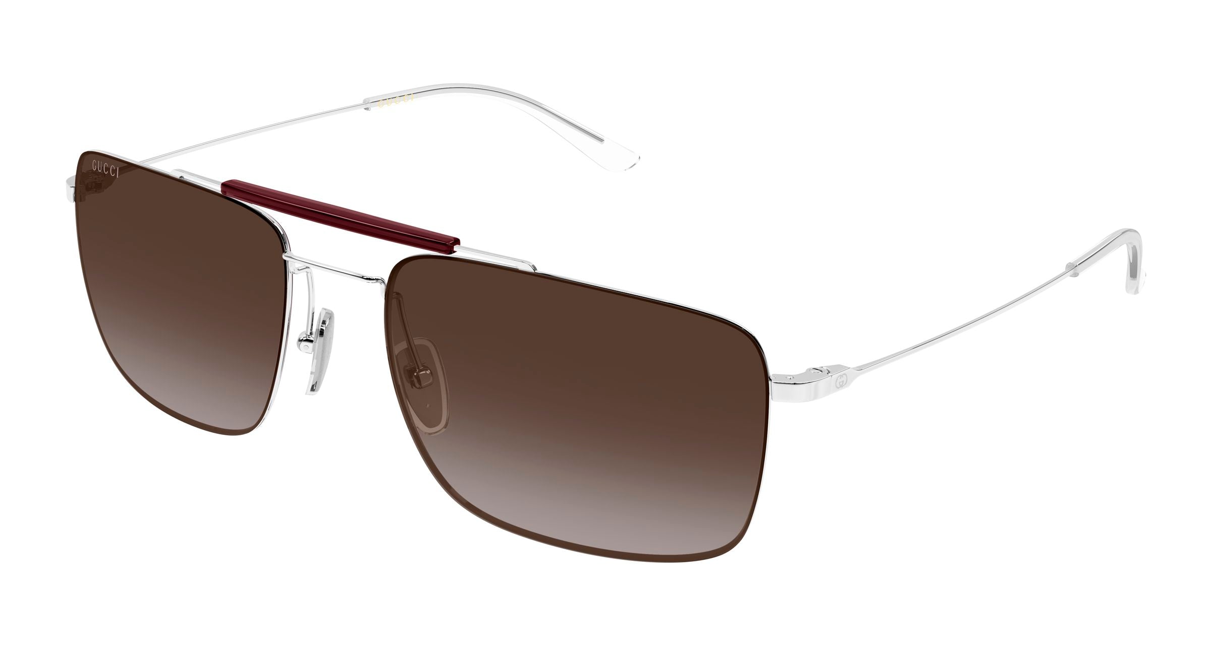 Gucci Uomo Gucci GG2256SA 004 Occhiali da sole Metallo Argento Marrone Squadrata Sfumato Gucci Uomo Gucci GG2256SA 004 Occhiali da sole Metallo Argento Marrone Squadrata Sfumato