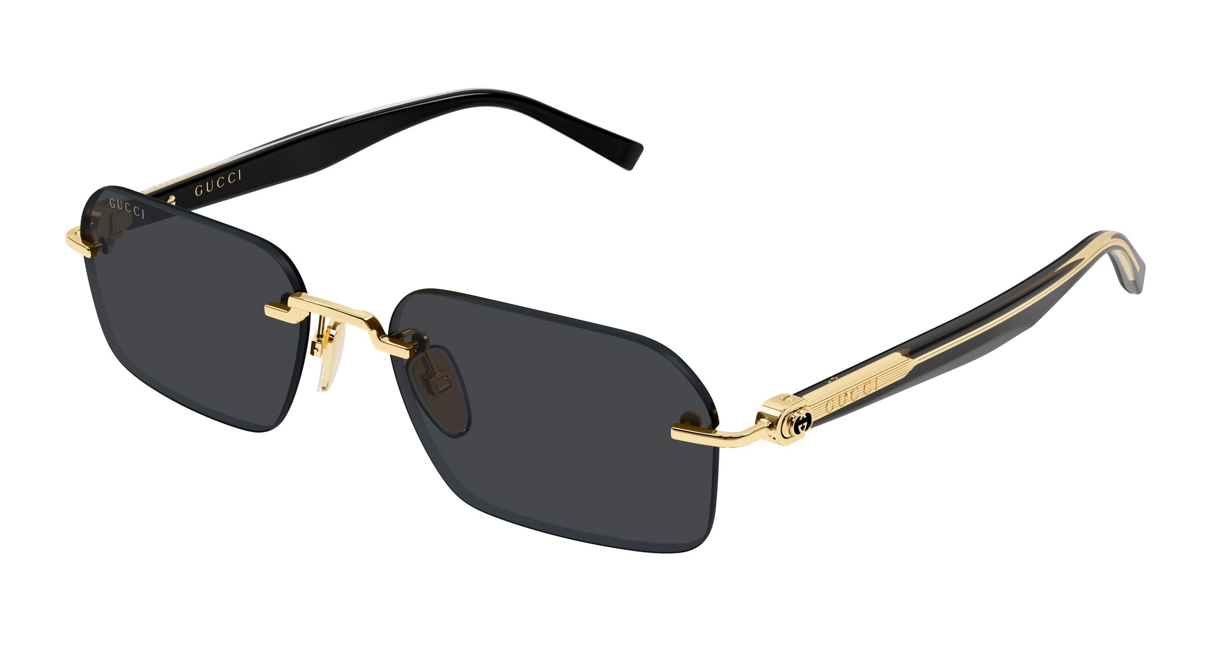 Gucci Uomo Gucci GG2259S 001 Occhiali da sole Metallo Oro Grigio Squadrata
