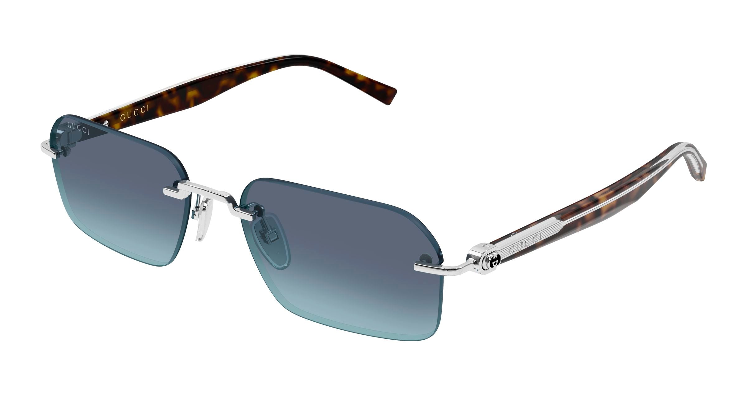 Gucci Uomo Gucci GG2259S 004 Occhiali da sole Metallo Argento Grigio Squadrata Sfumato