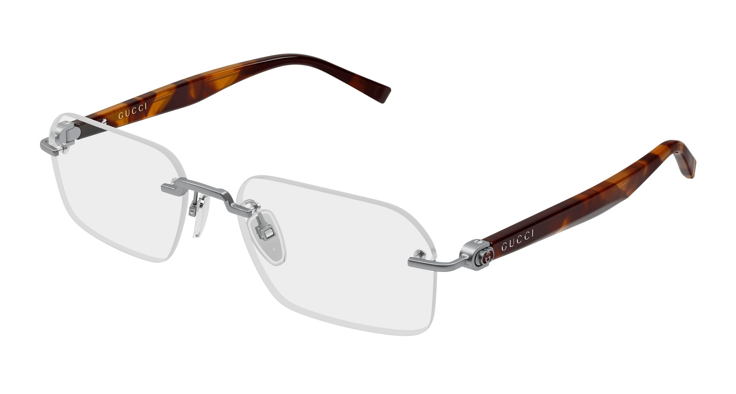 Gucci Uomo Gucci GG2260O 002 Montature da vista Metallo Rutenio Trasparente Squadrata