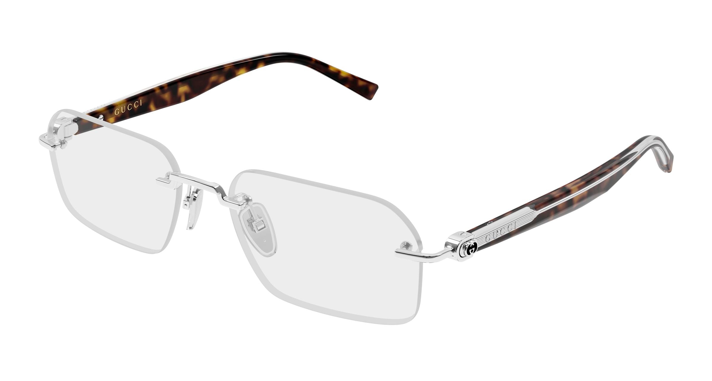 Gucci Uomo Gucci GG2260O 003 Montature da vista Metallo Argento Trasparente Squadrata