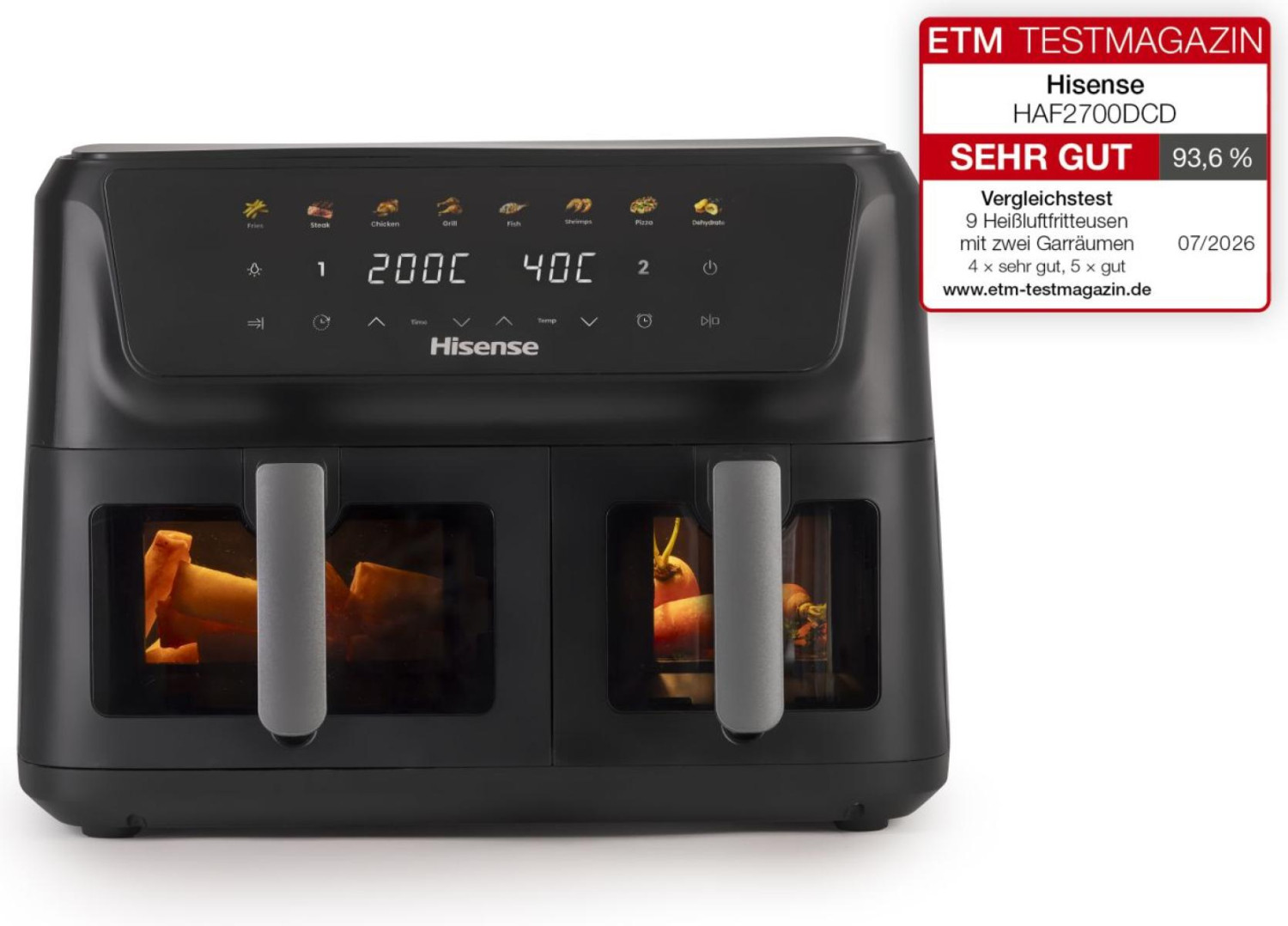 Haf2700dcd Doppia 11 L Indipendente 2700 W Friggitrice Ad Aria Calda Nero