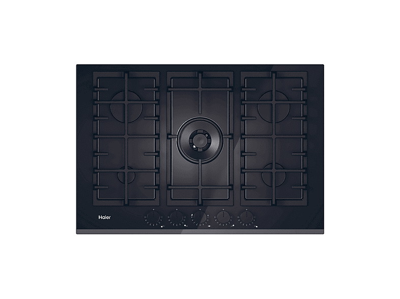 HAIER HAVG75TBBP PIANO COTTURA GAS, 5 zone di cottura, dimensioni: L 74,5 cm, P 51 Nero